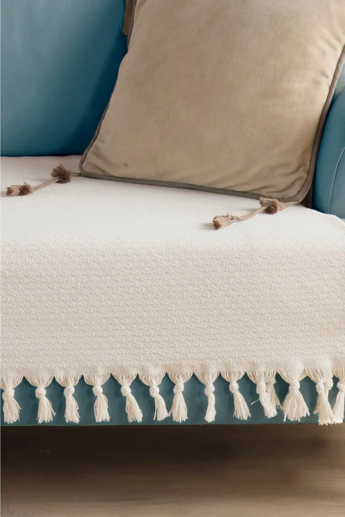 Yıldız Oturma Yerini Kapatan Koltuk Örtüsü Ekru 115x200