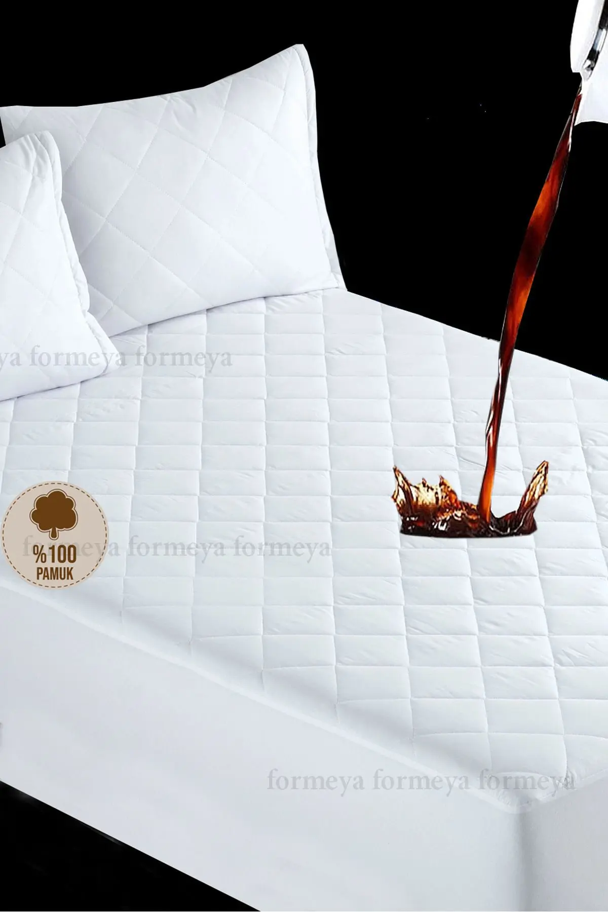 Formeya Kapitone Fitted Full Kenar Su Sıvı Geçirmez %100 Pamuk Yatak Koruyucu Alez Tek Çift Battal (16 Ebat)