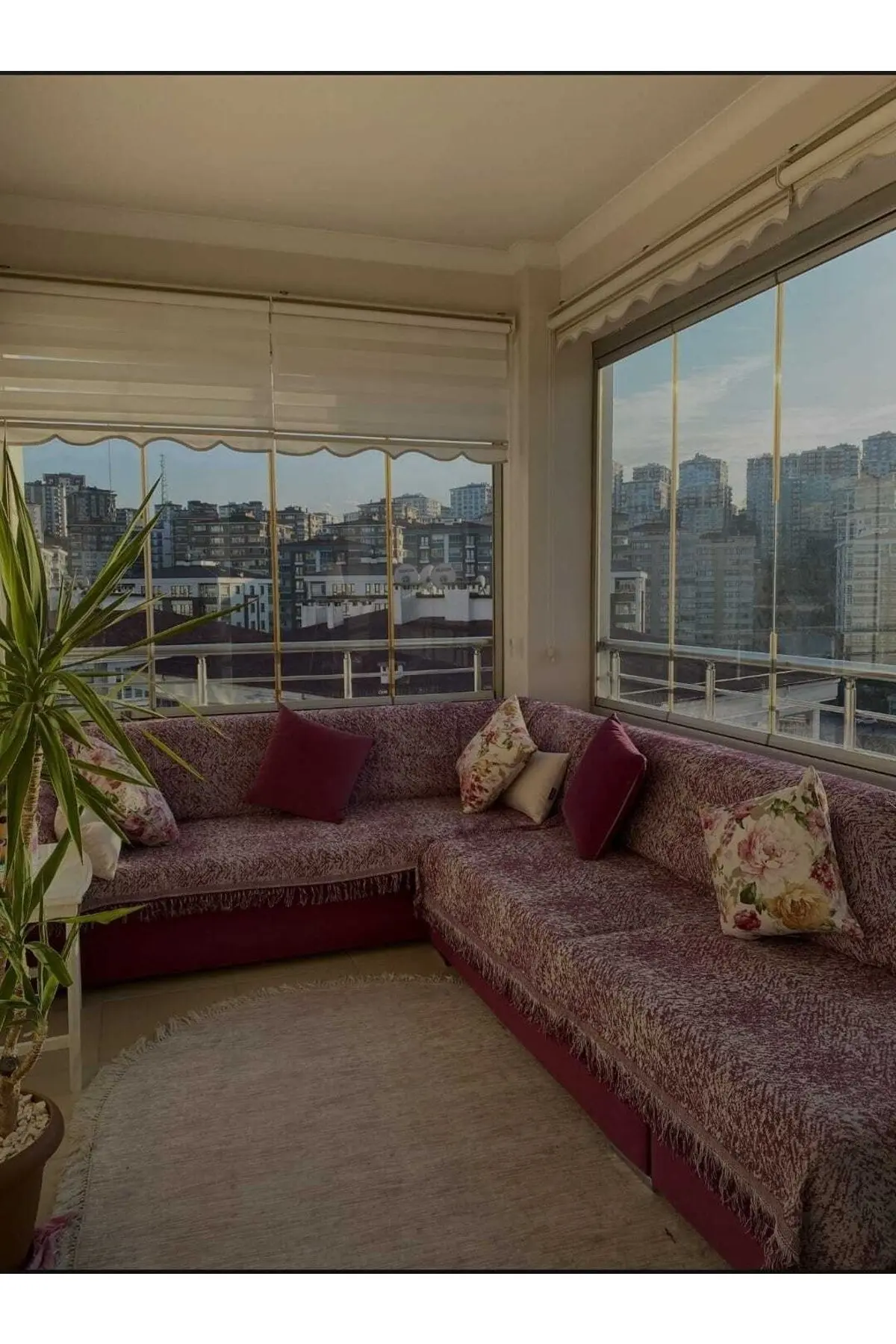 Lüks Pamuklu Koltuk-çekyat Örtüsü Bordo Rengi 170x220 Çift Taraflı Terletmez