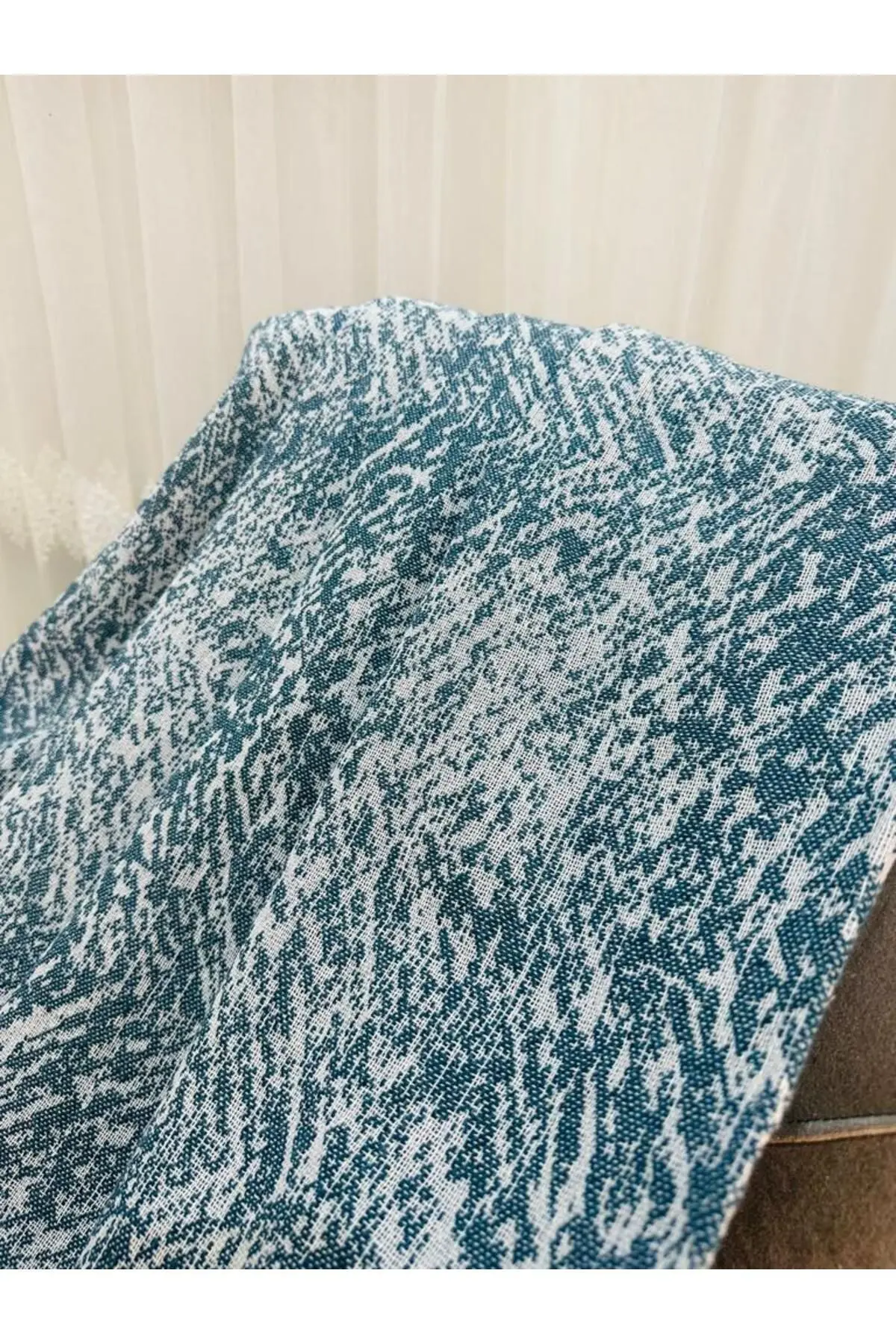 Lüks Pamuklu Koltuk-çekyat Örtüsü Turkuaz Rengi 170x220 Çift Taraflı