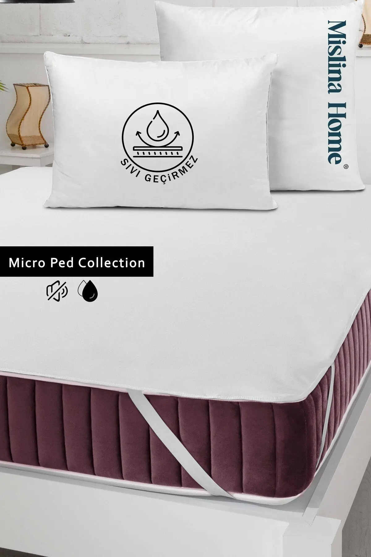 Mislina Home Micro Classic Sıvı Su Geçirmez Köşe Lastikli Ped Tek Çift Kişilik Bebek Çocuk Yatak Koruyucu Alezi
