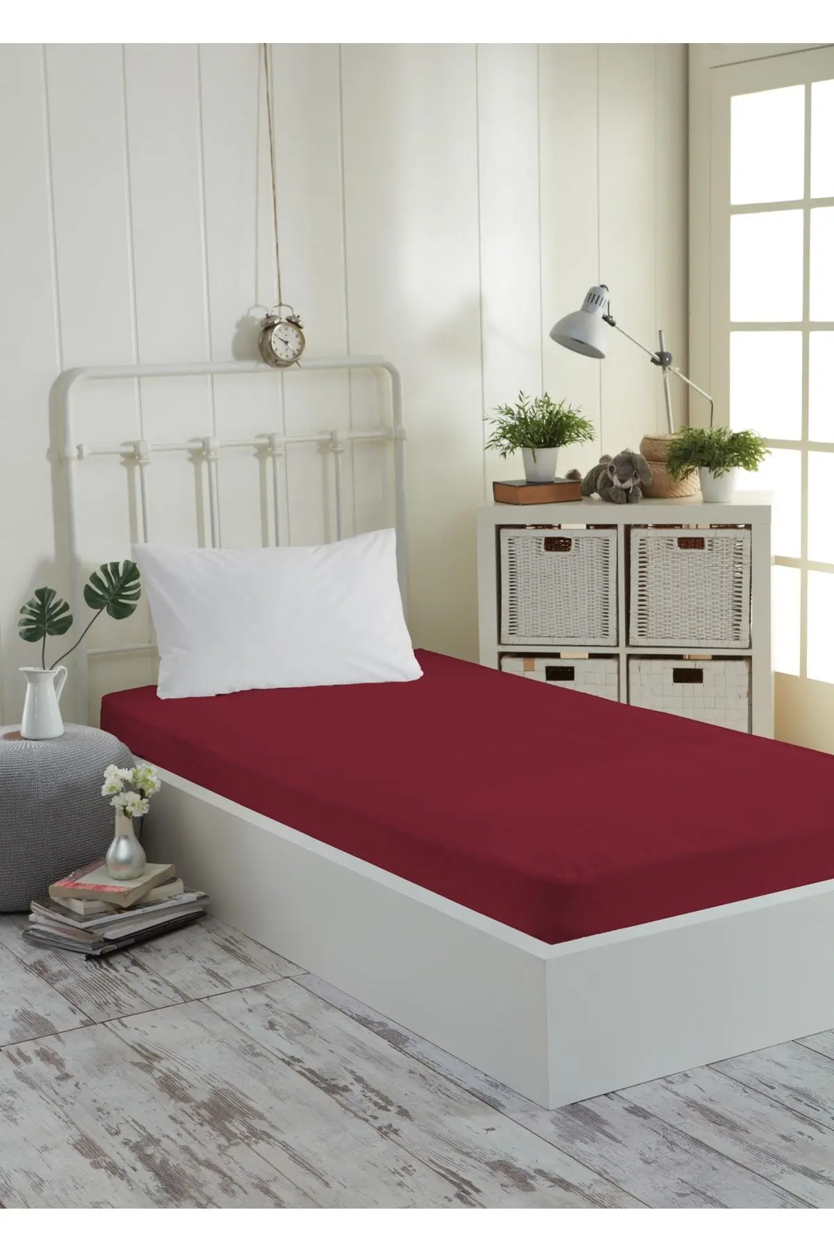 Micro Fitted Full Kenar Su Sıvı Geçirmez Yatak Koruyucu Alez Çarşaf Ruby Kırmızısı