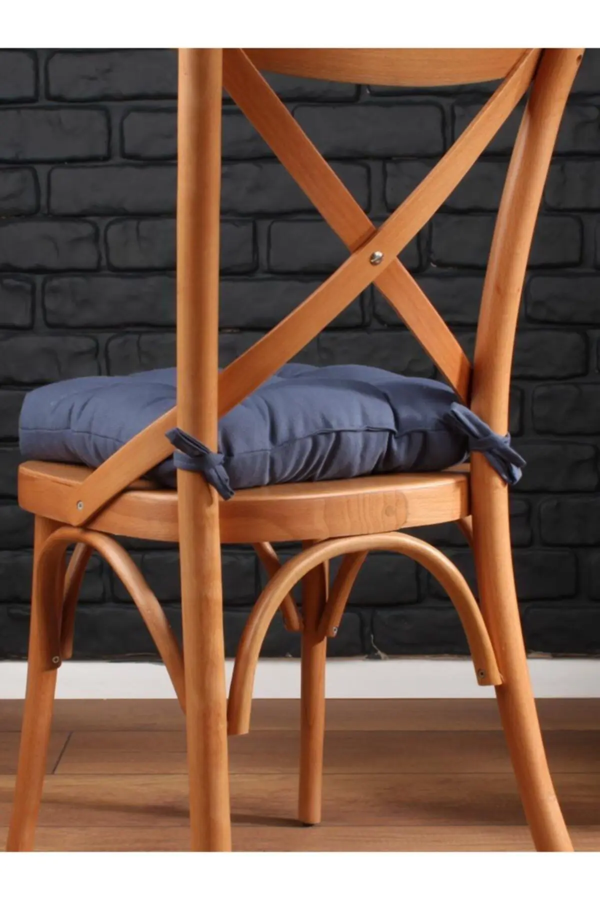 Gold Pofidik Petrol Sandalye Minderi Özel Dikişli Bağcıklı 40x40cm