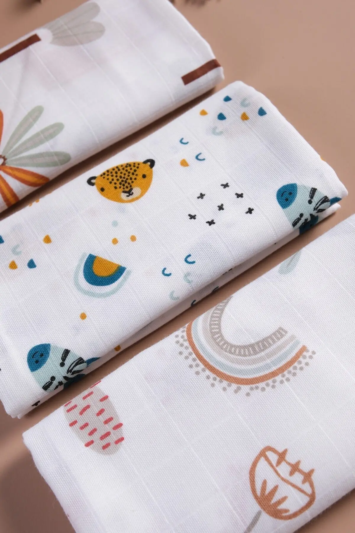 Çok Amaçlı Müslin Örtü & Battaniye 3'lü Set %100 Pamuk Oeko-teks Sertifikalı 80x80 Cm