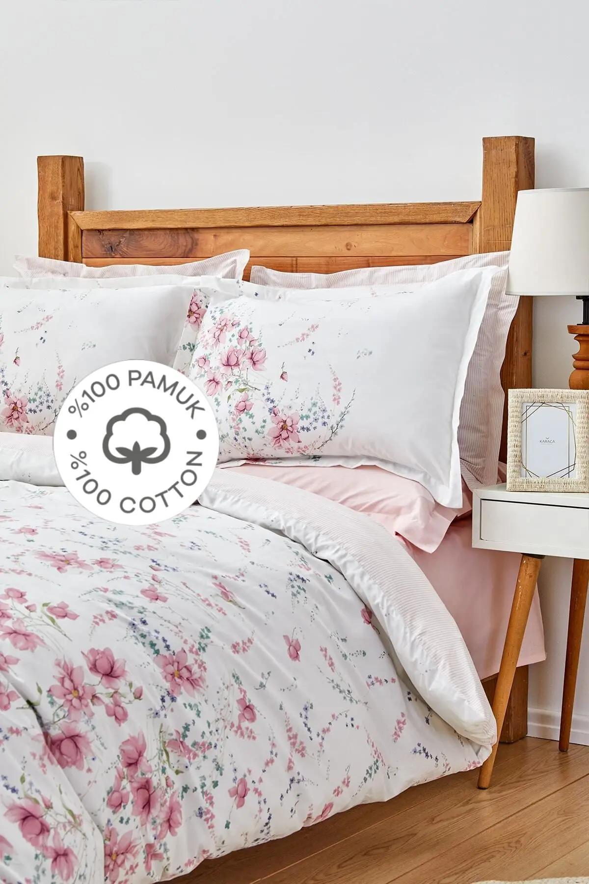 Karaca Home Dalila Pembe %100 Pamuk Çift Kişilik Nevresim Takımı