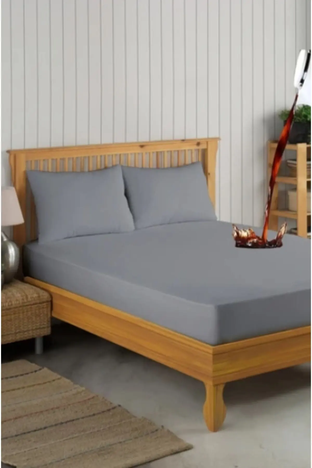 Pamukkale Gri Alez Mikro Fitted Su Sıvı Geçirmez Yatak Koruyucu Alez (16 Farklı Ebat)