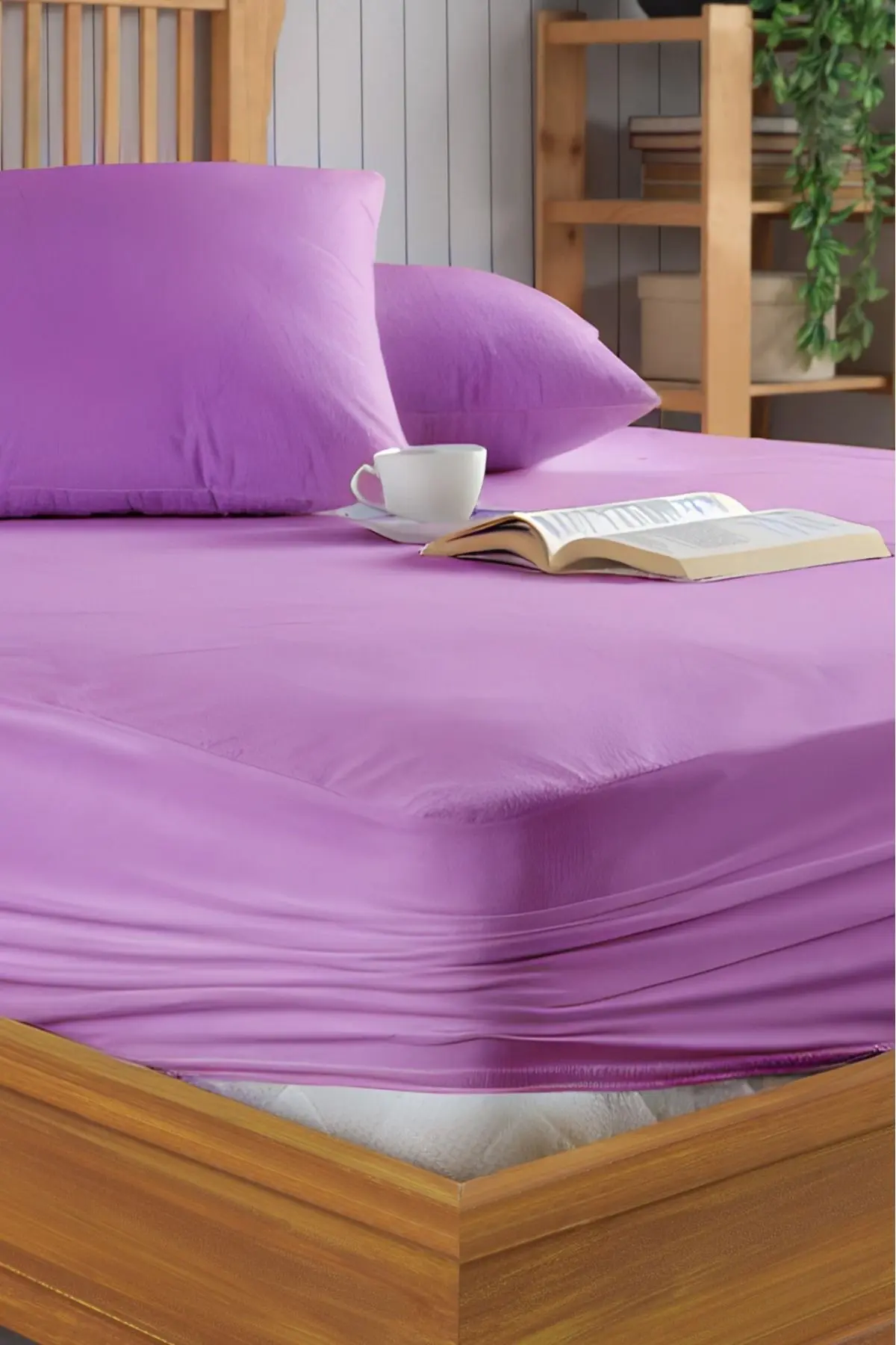 Pamukkale Lila Alez Mikro Fitted Su Sıvı Geçirmez Yatak Koruyucu Alez