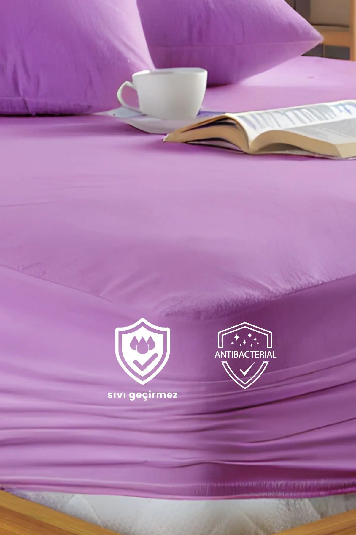 Pamukkale Lila Alez Mikro Fitted Su Sıvı Geçirmez Yatak Koruyucu Alez
