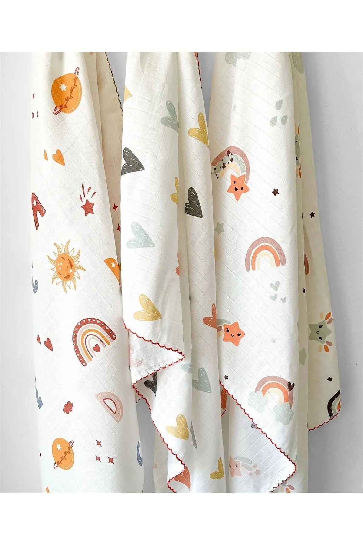 Çok Amaçlı Müslin Örtü 3’lü Set, Müslin Yenidoğan Bebek Battaniyesi, %100 Pamuk Müslin Bez, 80*90 cm