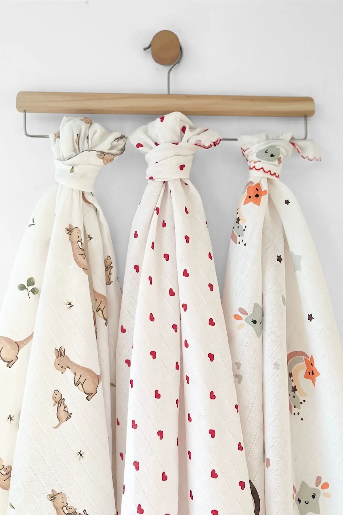 Çok Amaçlı Müslin Örtü 3’lü Set, Müslin Yenidoğan Bebek Battaniyesi, %100 Pamuk Müslin Bez, 80*90 cm