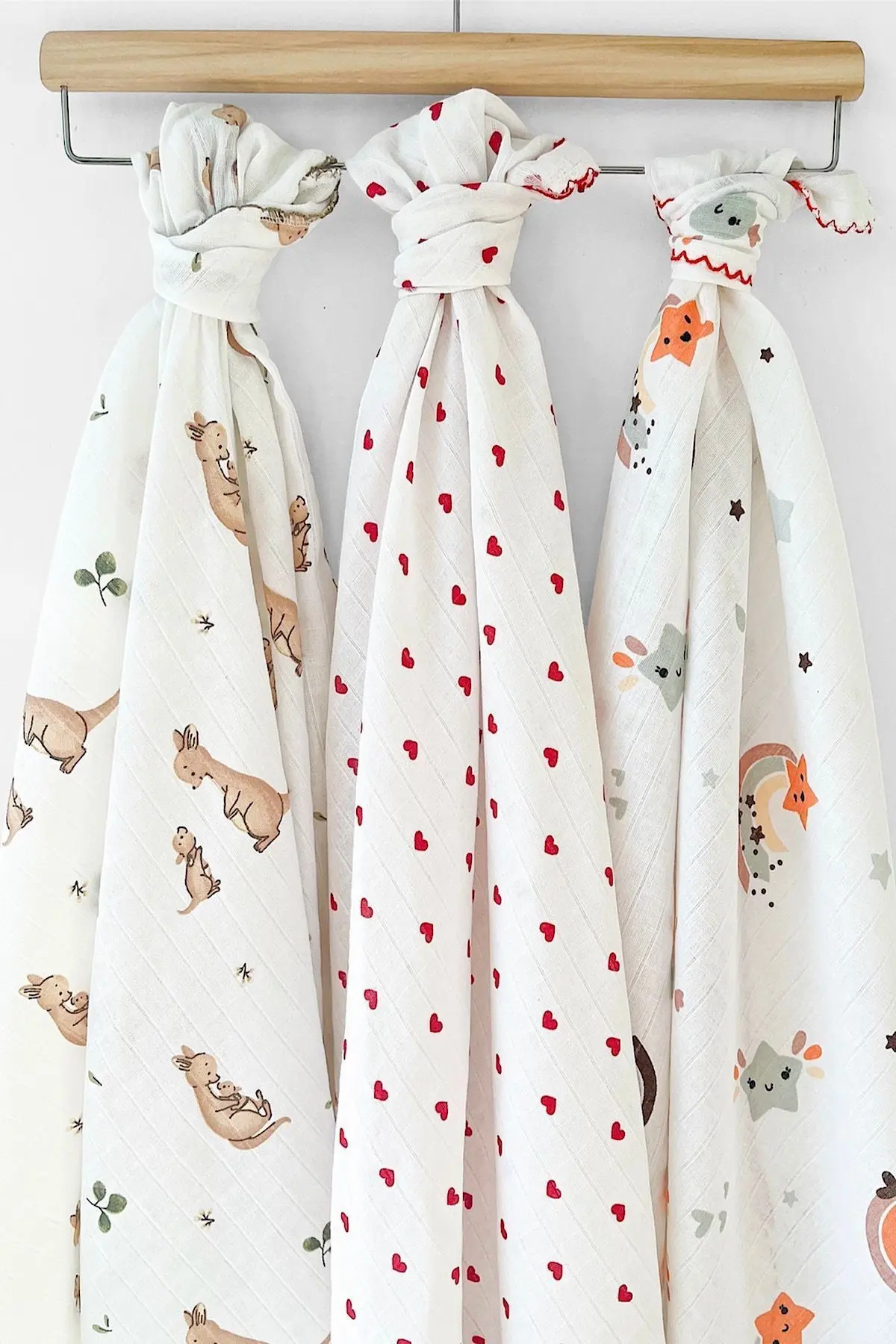 COOLMINIES Çok Amaçlı Müslin Örtü 3’lü Set, Müslin Yenidoğan Bebek Battaniyesi, %100 Pamuk Müslin Bez, 80*90 cm