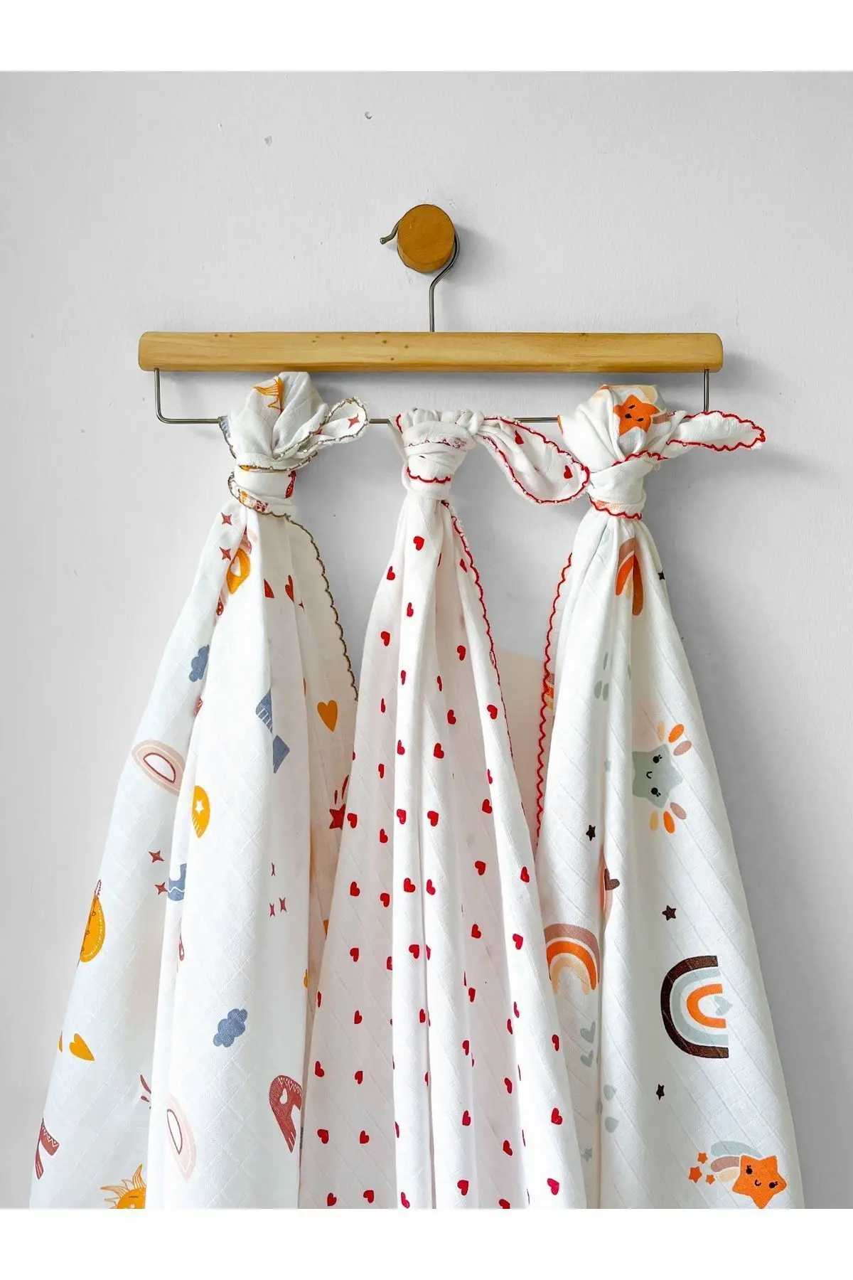 Çok Amaçlı Müslin Örtü 3’lü Set, Müslin Yenidoğan Bebek Battaniyesi, %100 Pamuk Müslin Bez, 80*90 cm