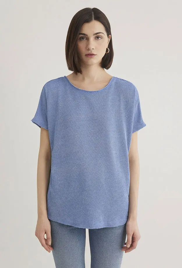 Mavi Dokulu Mavi Basic Tişört Loose Fit / Bol Rahat Kesim 167311-70853