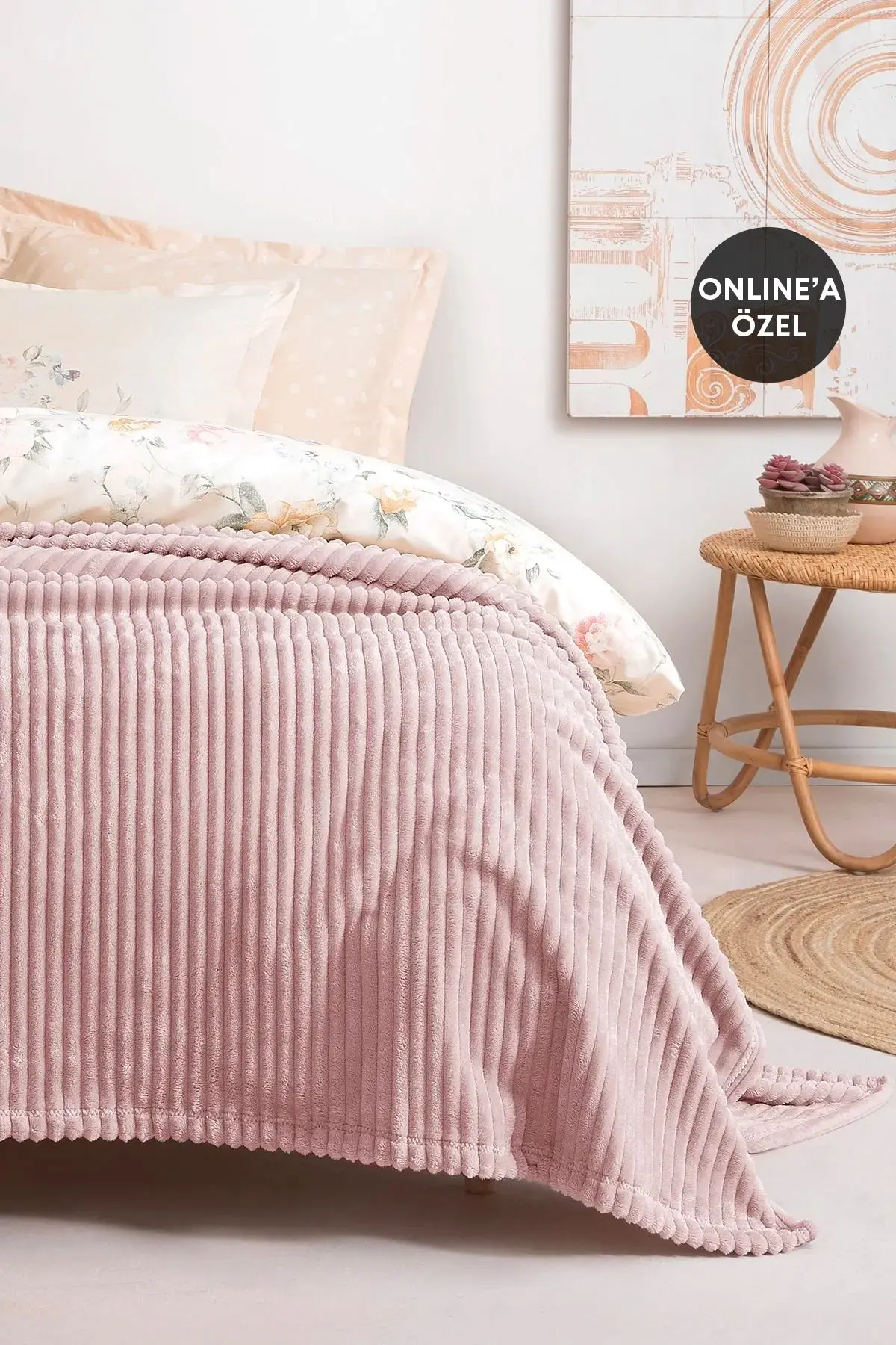 Holly Wellsoft Tek Kişilik Battaniye - Pudra