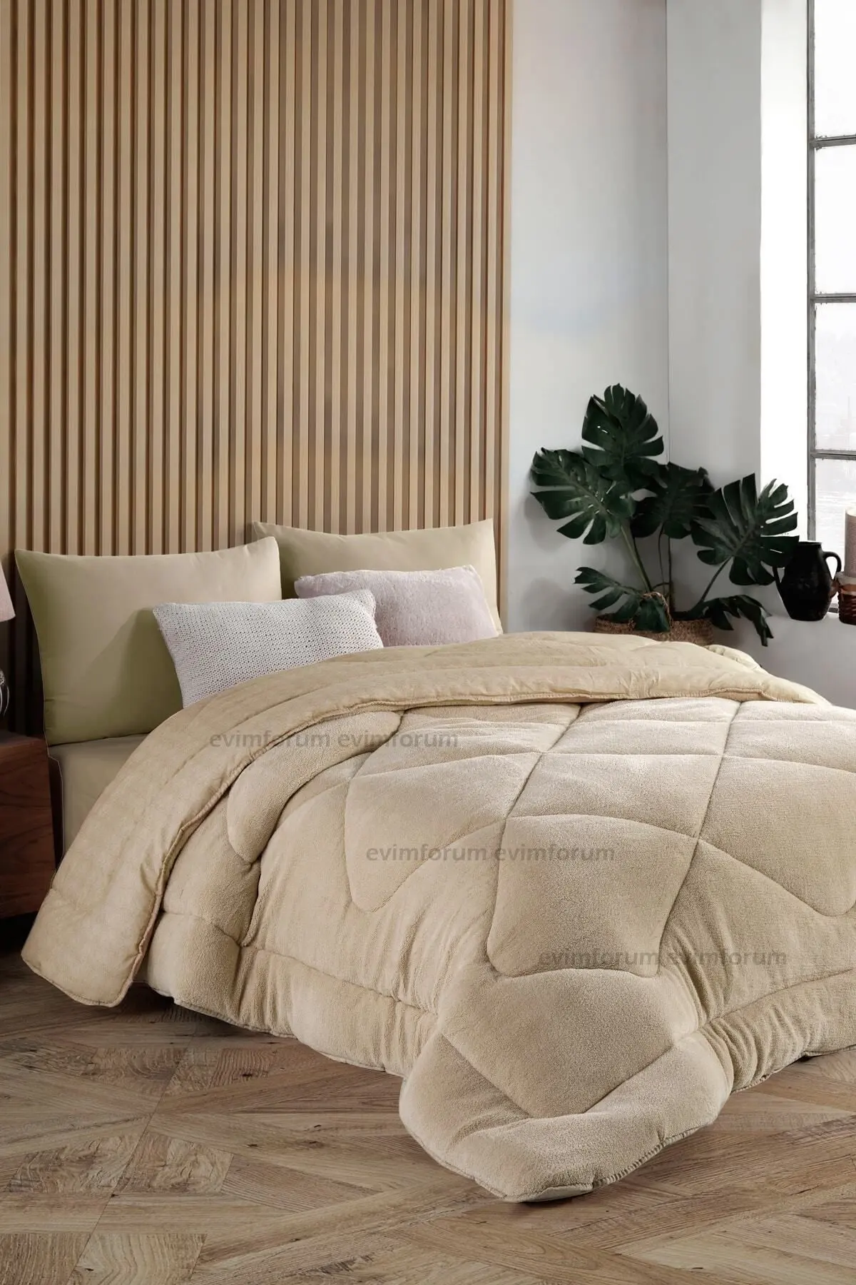 Formeya Çift Kişilik Lüx Bej Rengi Wellsoft Yorgan Çift Taraflı 195 X 215