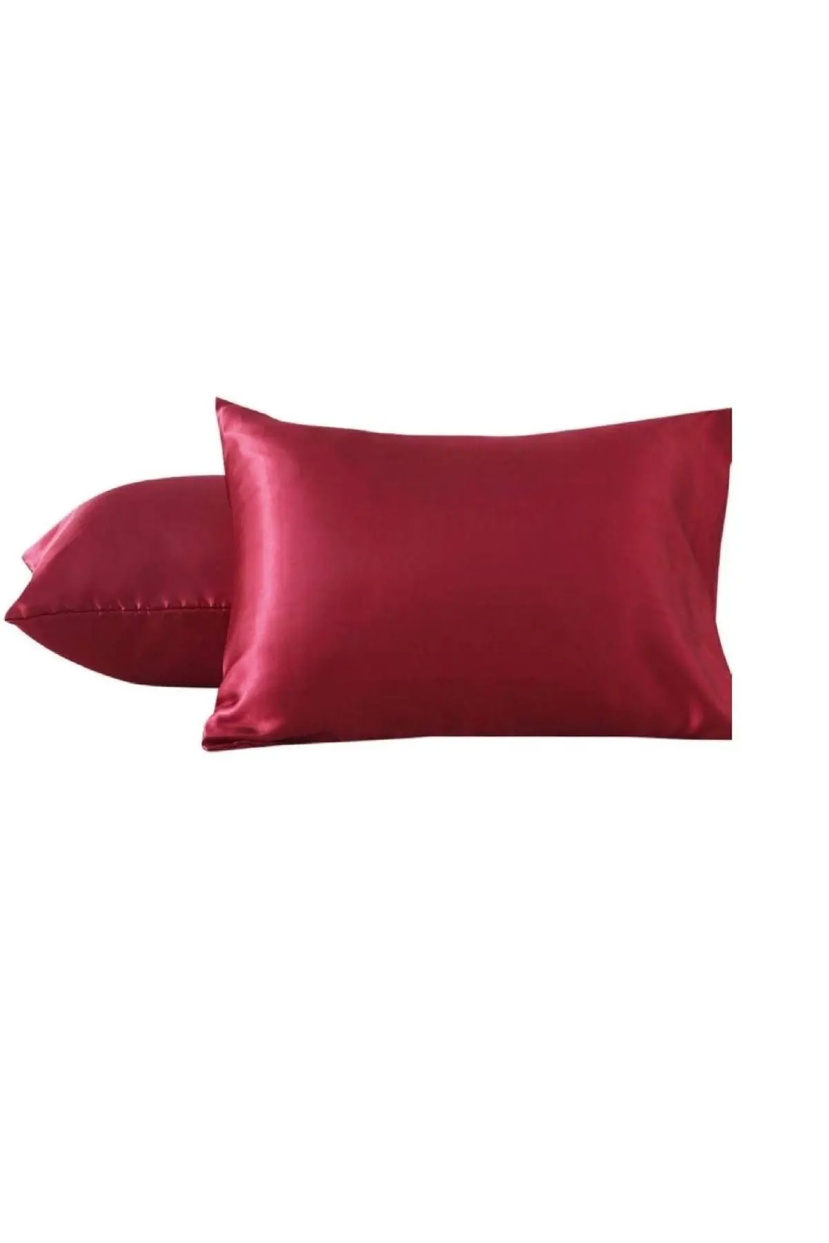 Ipek Saten 50x70 Cm Yastık Kılıfı 2 Adet Kıvırcık Saçlar Bordo 2 Adet Toka
