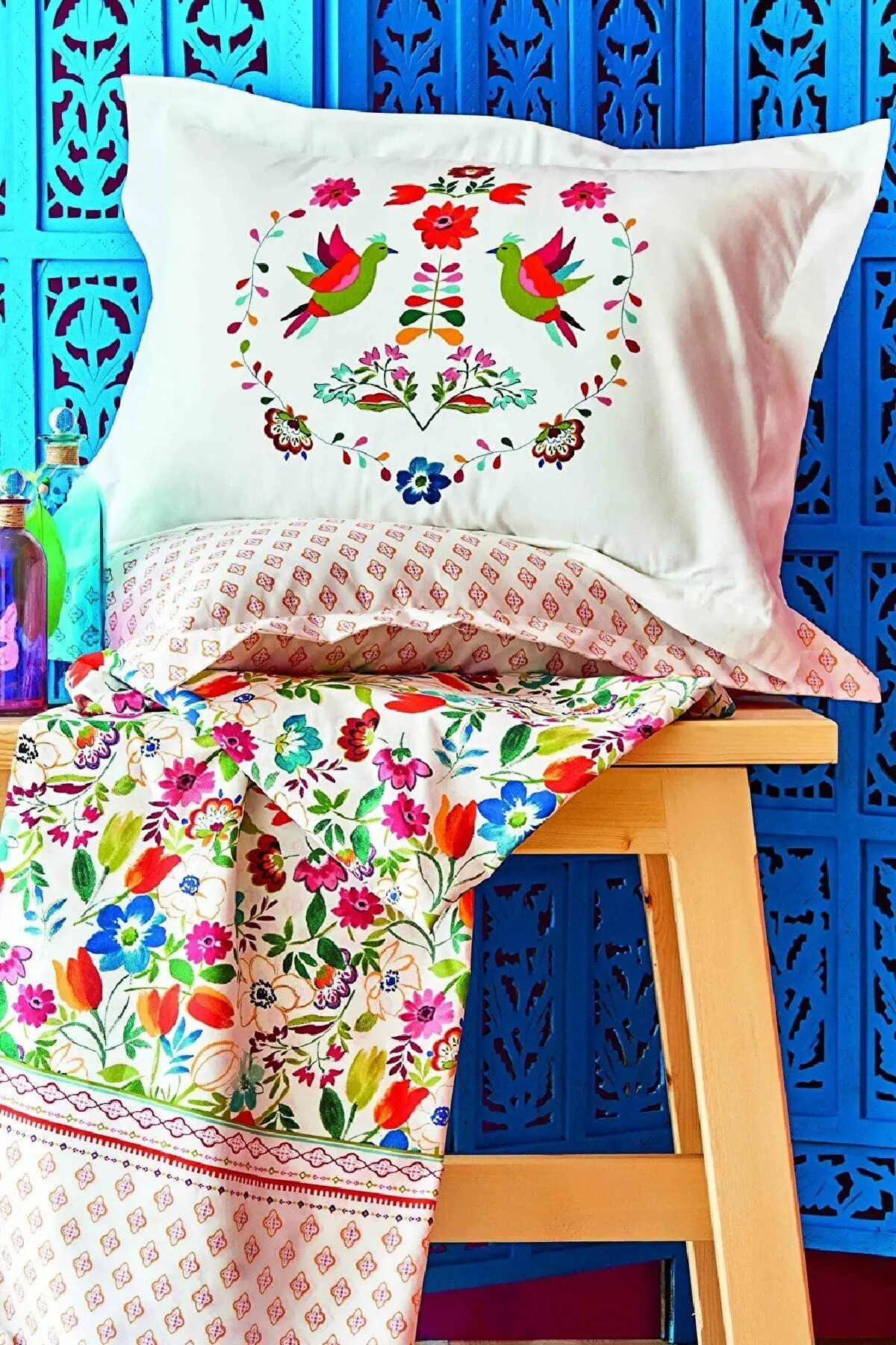 Parlin Fuşya %100 Pamuk Çift Kişilik Nevresim Takımı