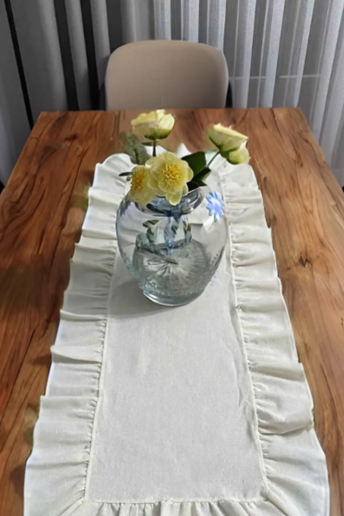 Fırfırlı Keten Runner 40x110