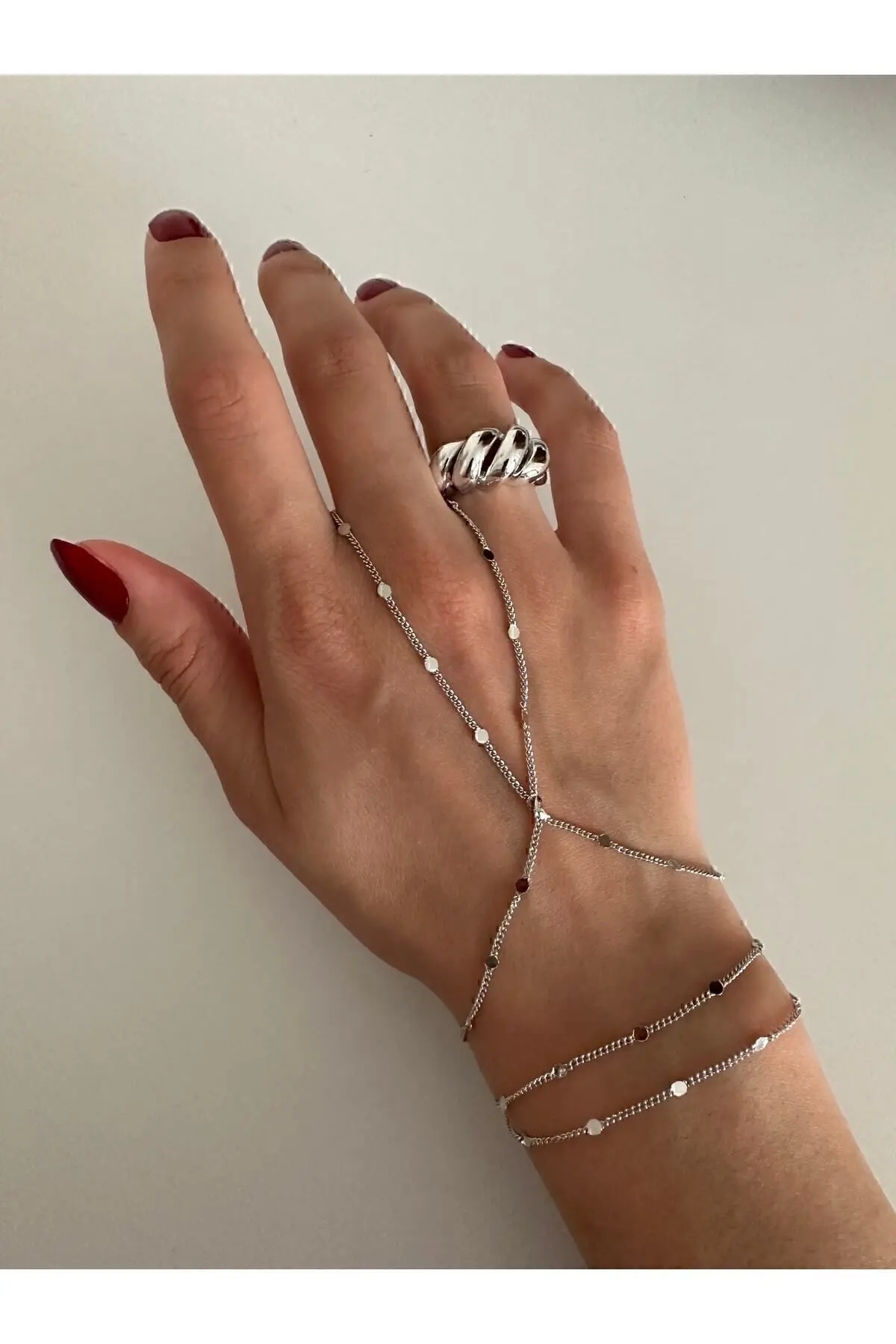 ringbox Gümüş Renk Pullu Ince Zincir Şahmeran