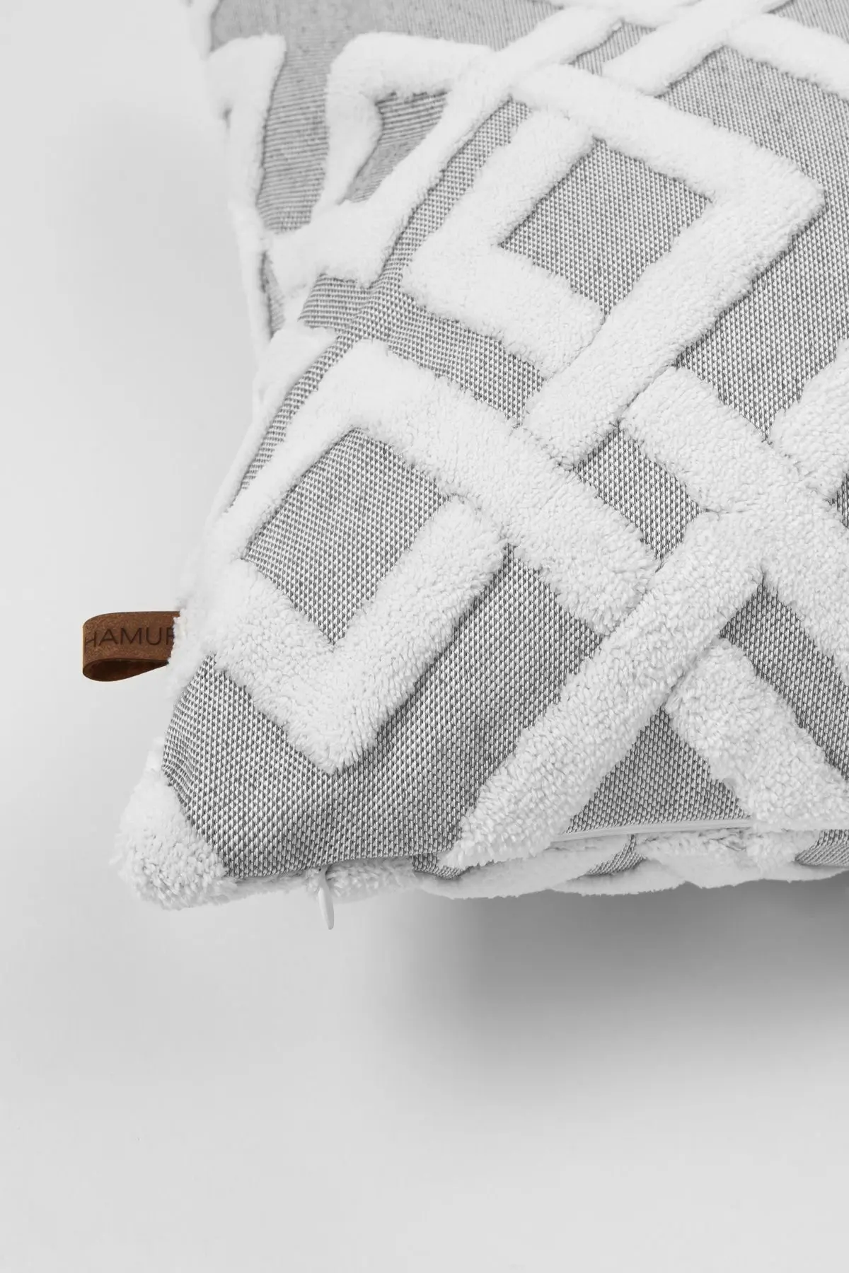 Bohem Özel Tasarım Punch Panç Desen Dekoratif Kırlent Kılıfı Mila Gri