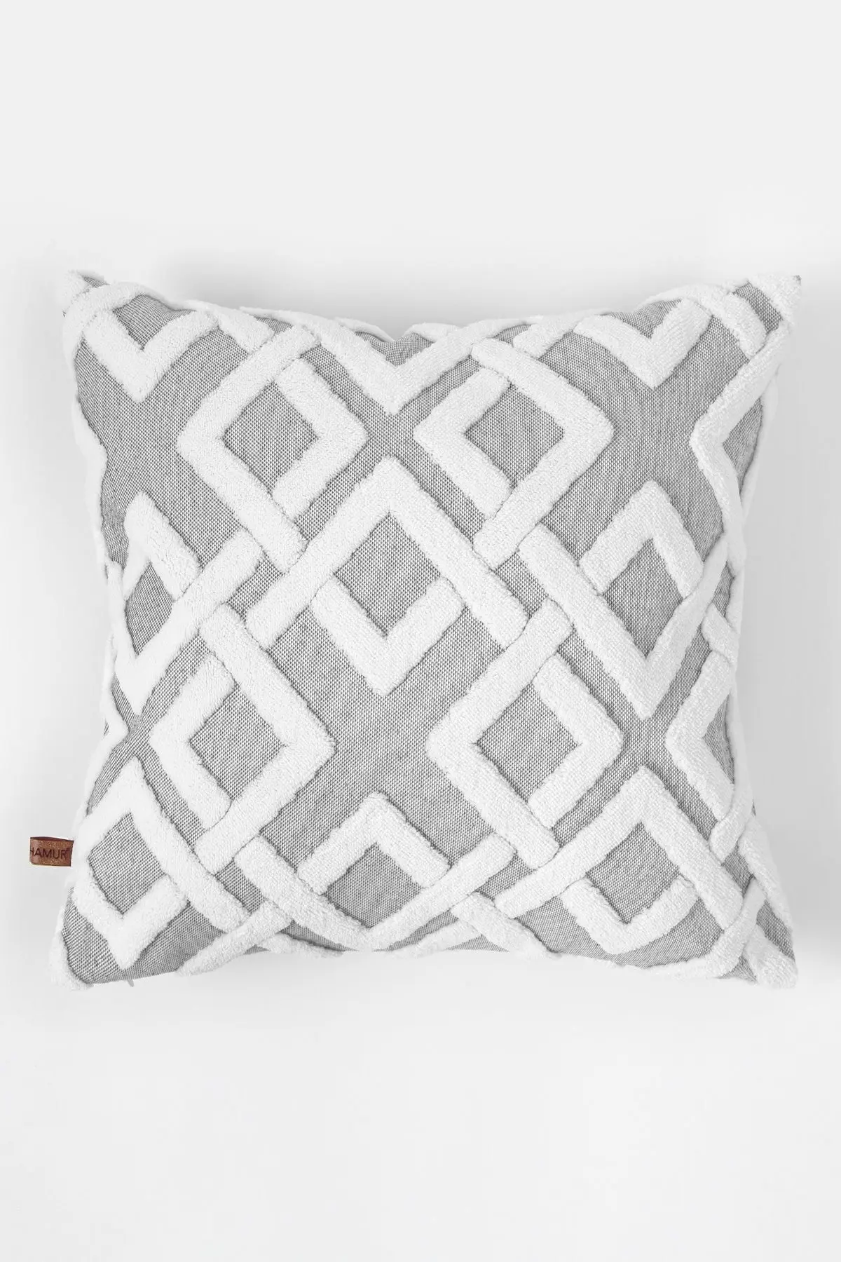 Bohem Özel Tasarım Punch Panç Desen Dekoratif Kırlent Kılıfı Mila Gri