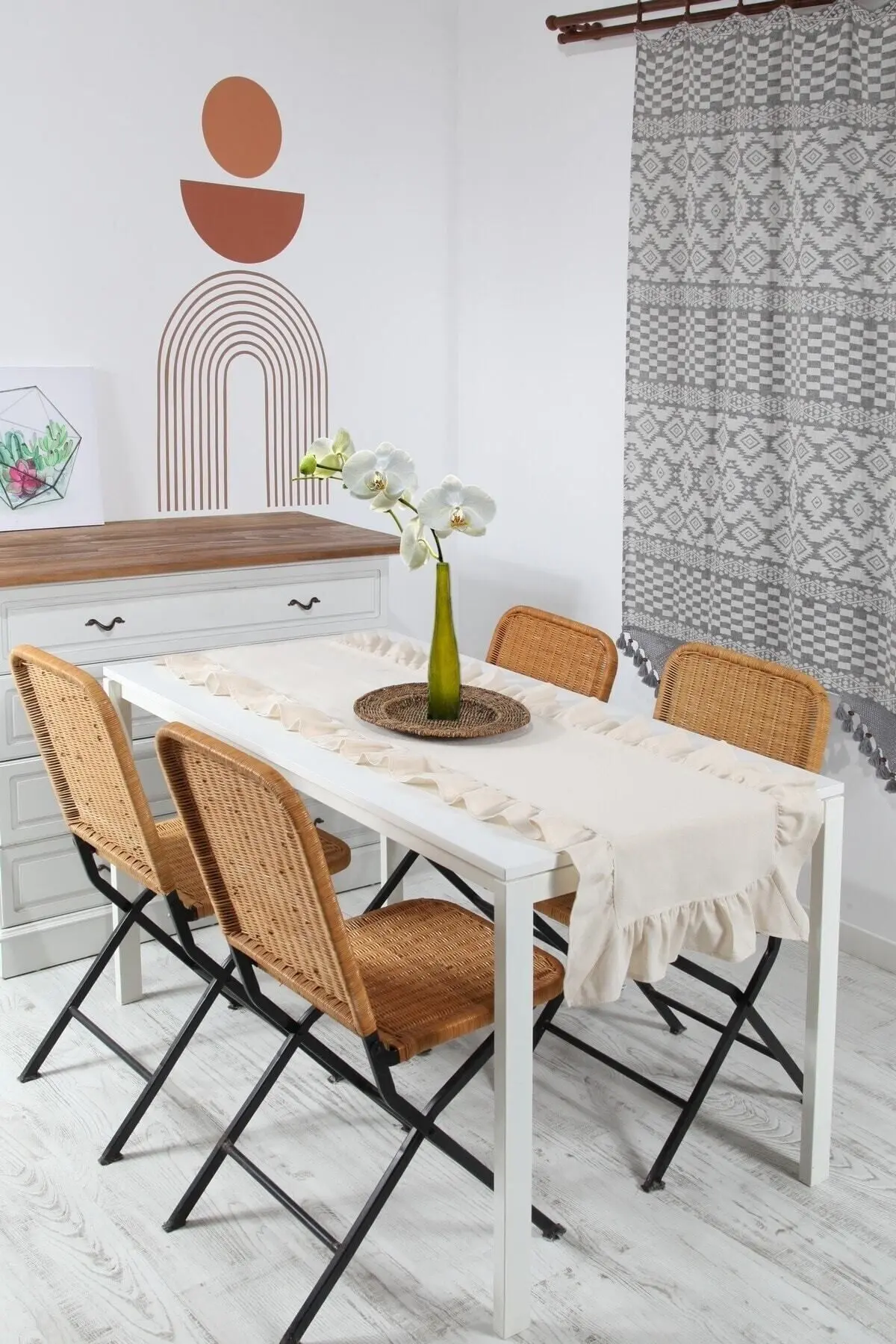 Naturel Fırfırlı Runner Vintage 50x130 Cm