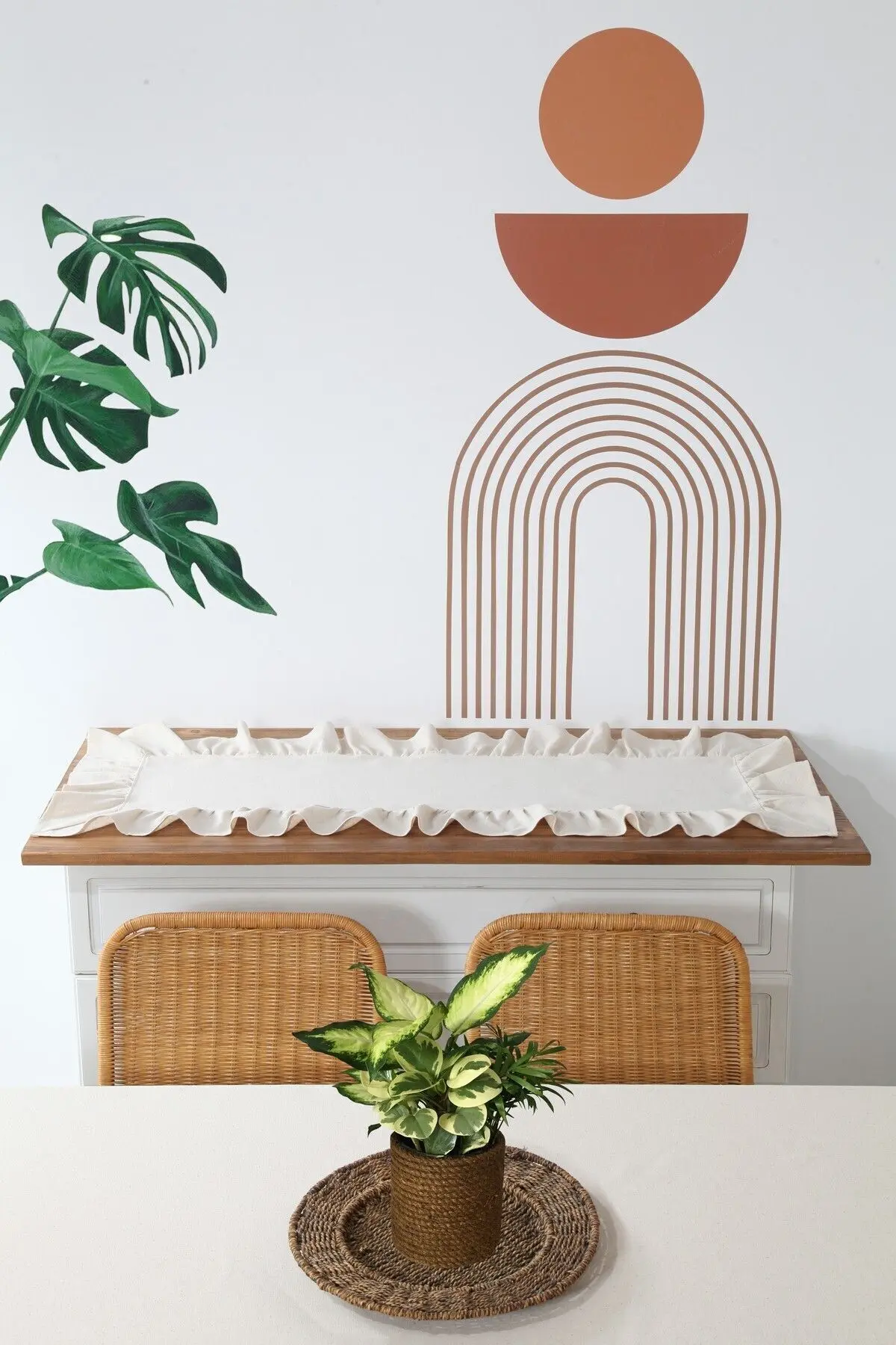 Naturel Fırfırlı Runner Vintage 40x110 Cm