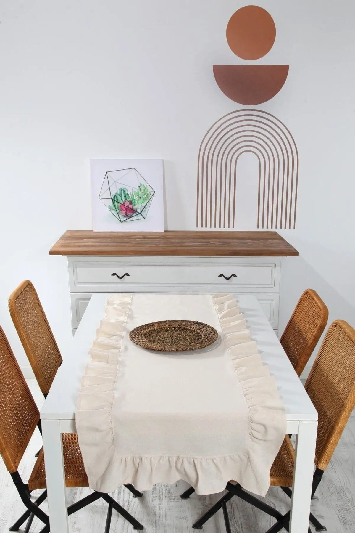 Naturel Fırfırlı Runner Vintage 50x130 Cm