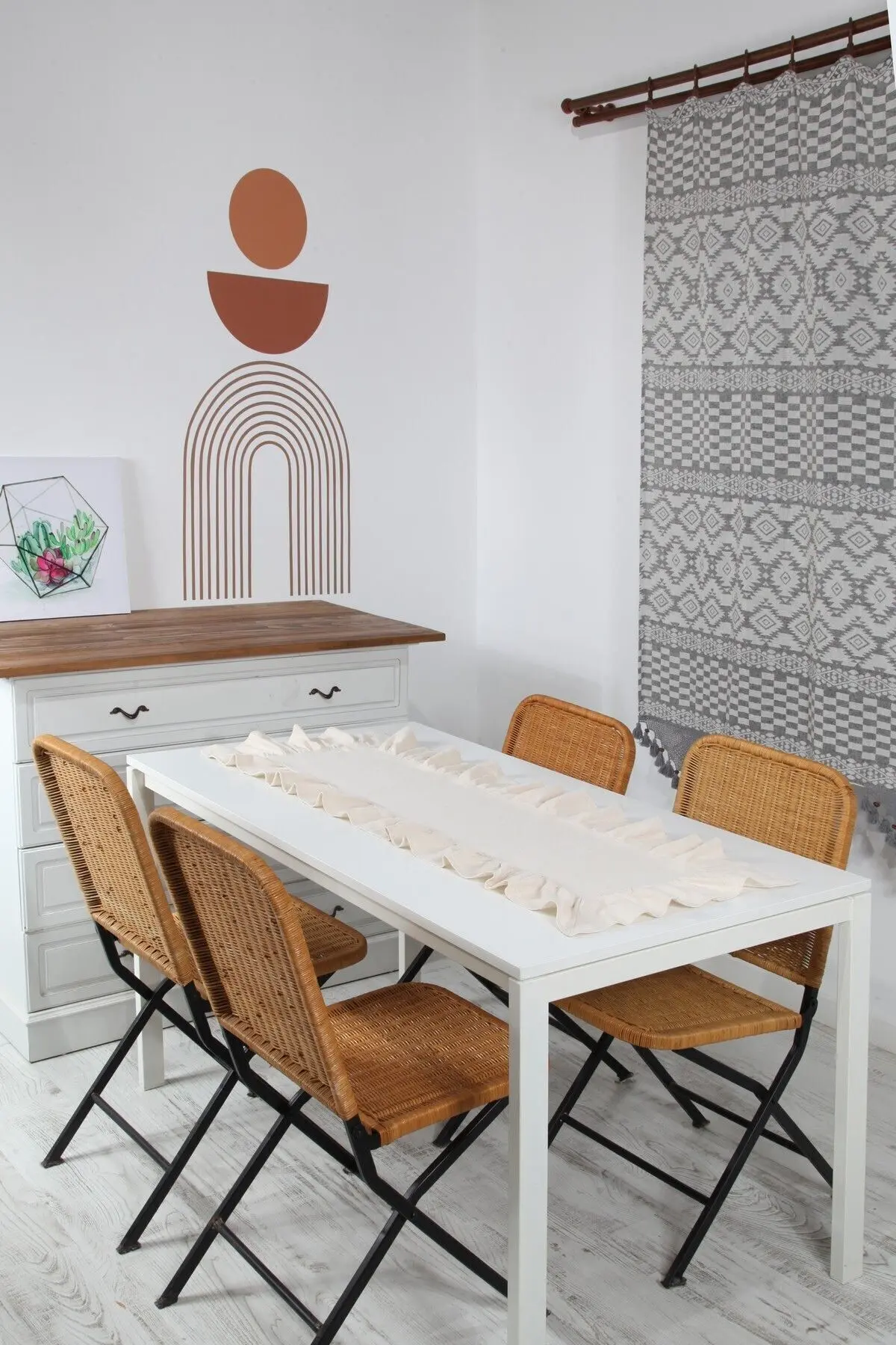 Naturel Fırfırlı Runner Vintage 40x110 Cm