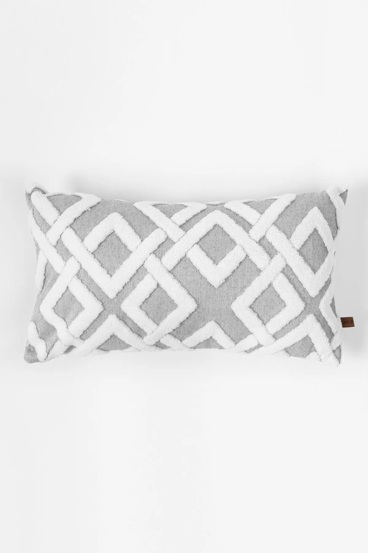 Bohem Özel Tasarım Punch Panç Desen Dekoratif Dikdörtgen Kırlent Kılıfı Mila Gri