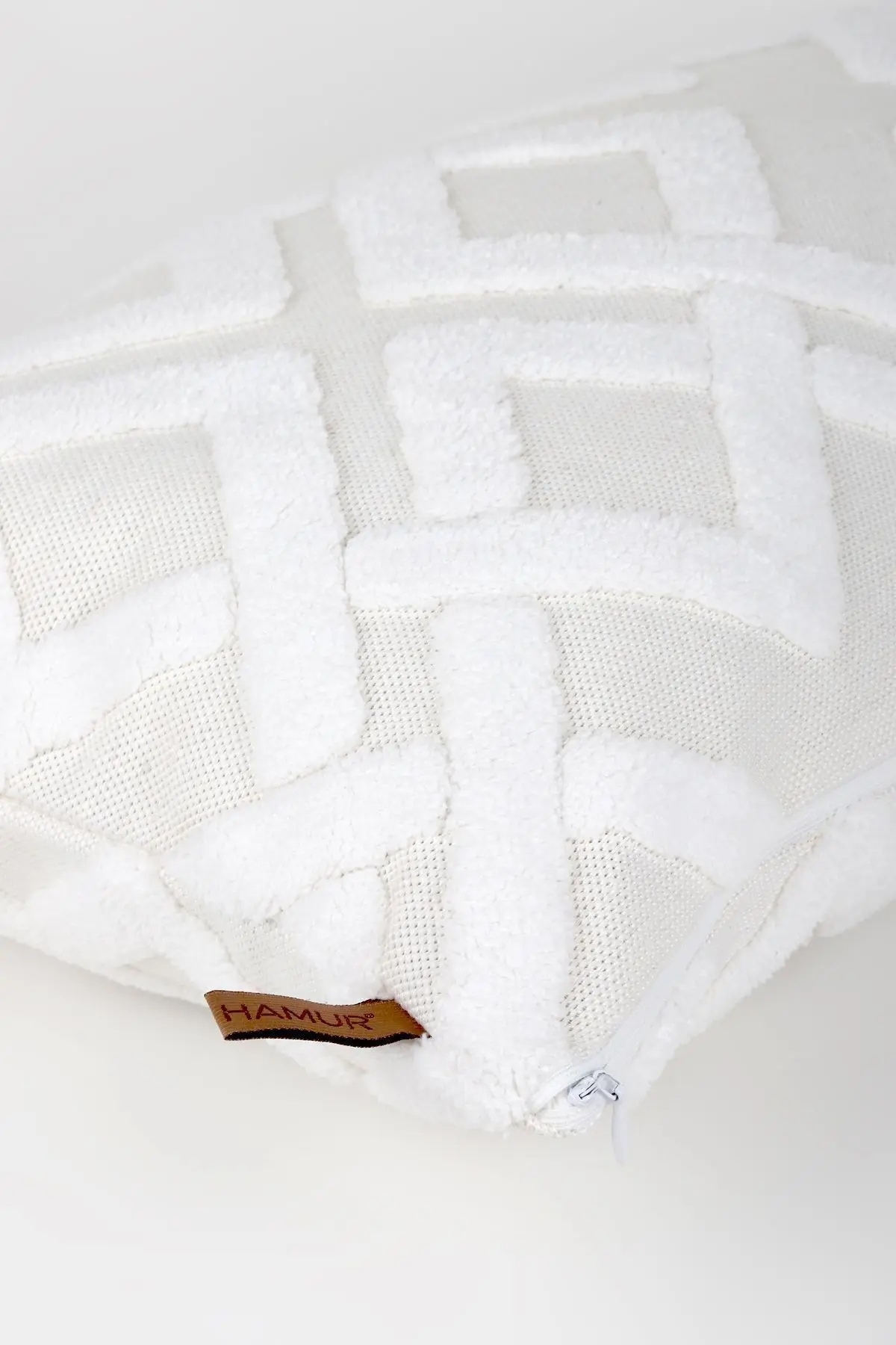 Bohem Özel Tasarım Punch Panç Desen Dekoratif Dikdörtgen Kırlent Kılıfı Mila Ekru