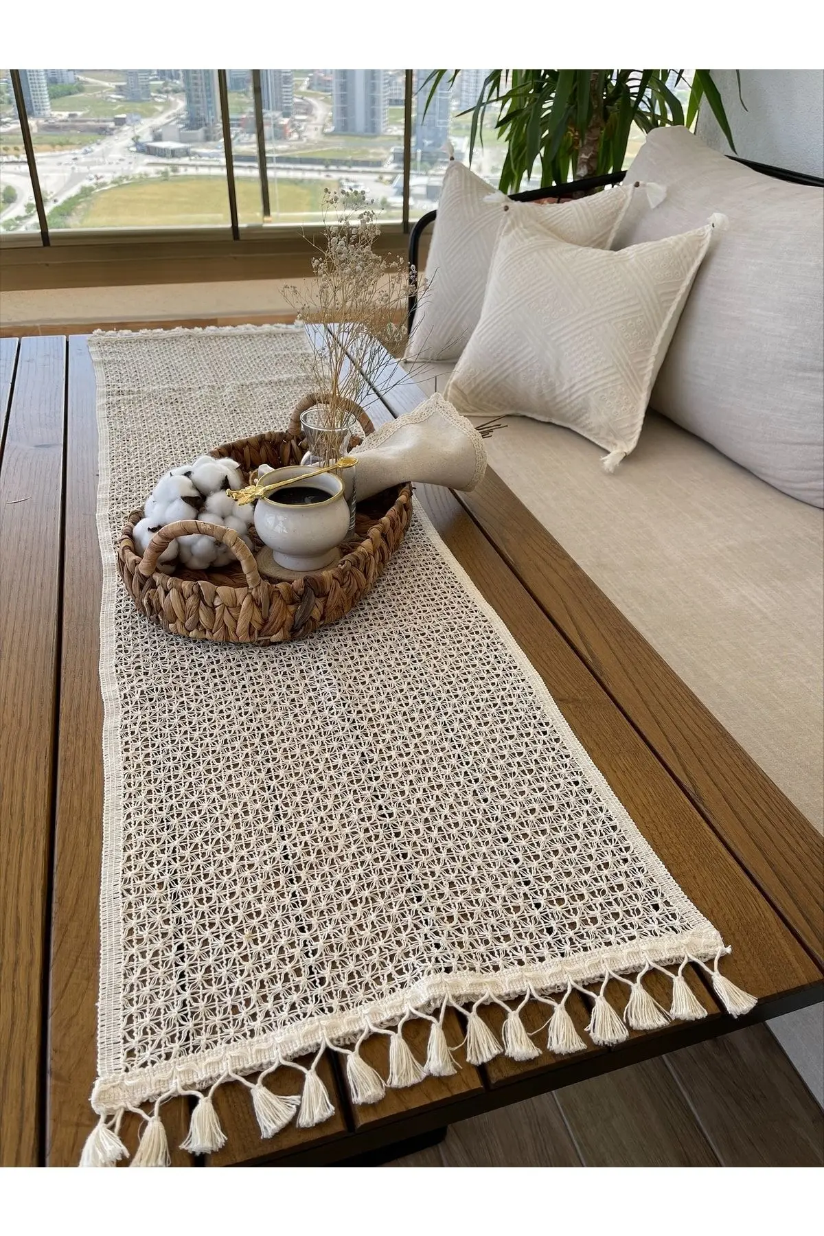Tül Dantel Örgü Pamuklu Runner