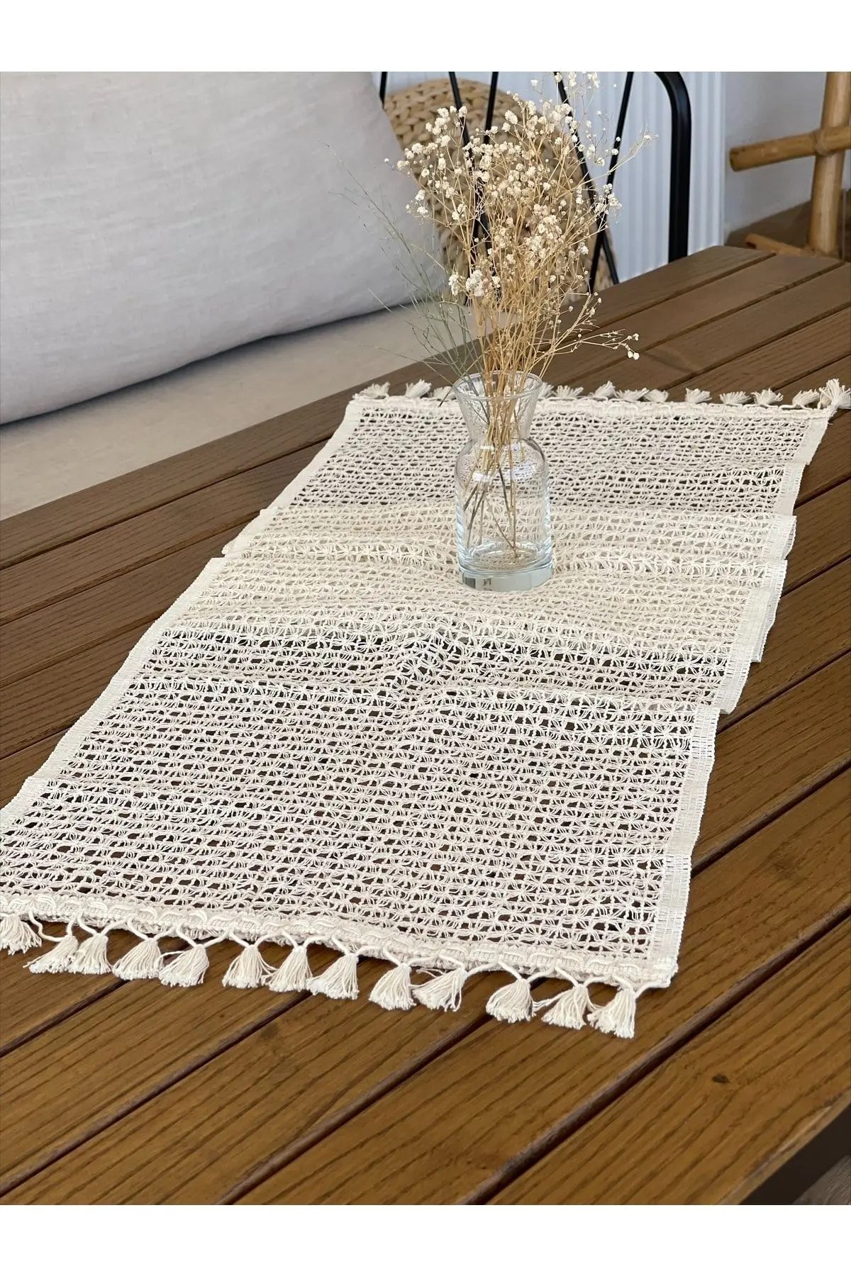Tül Dantel Örgü Pamuklu Runner