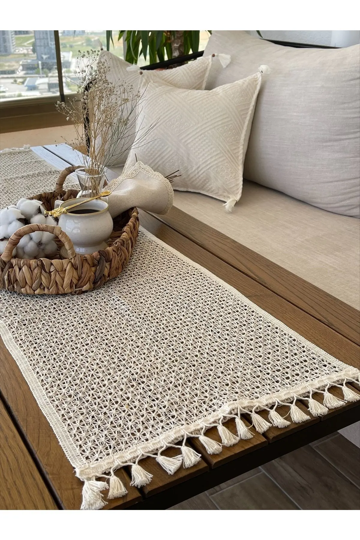 Tül Dantel Örgü Pamuklu Runner
