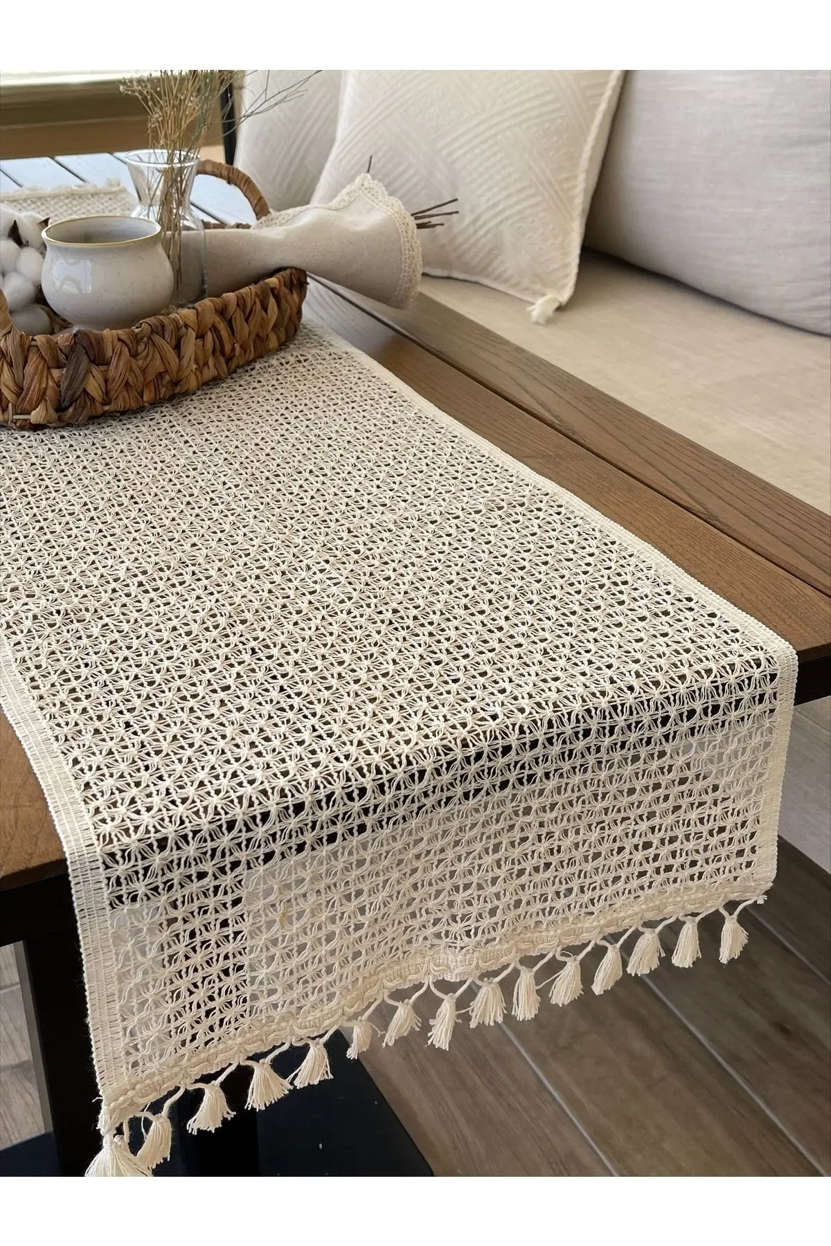 Tül Dantel Örgü Pamuklu Runner