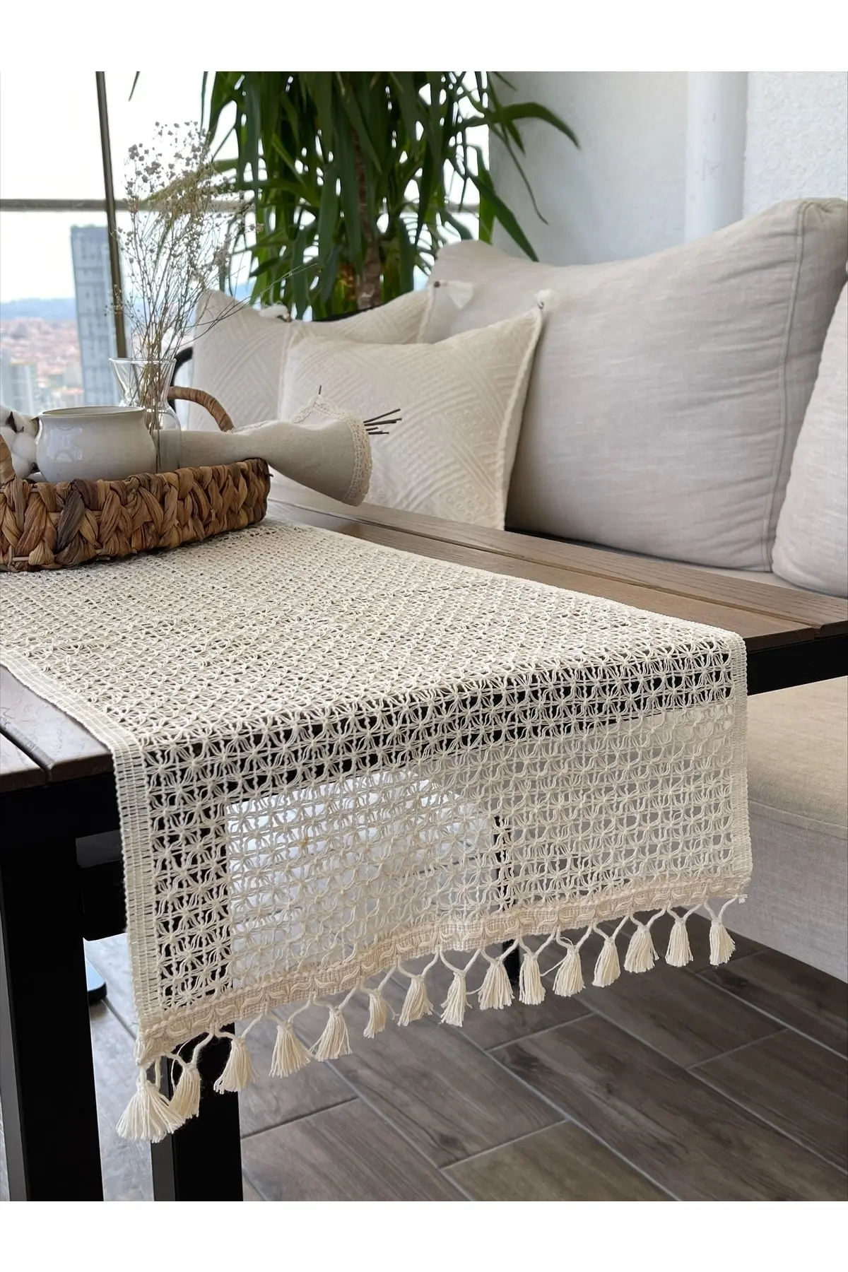 Buldan CSN Tekstil Tül Dantel Örgü Pamuklu Runner