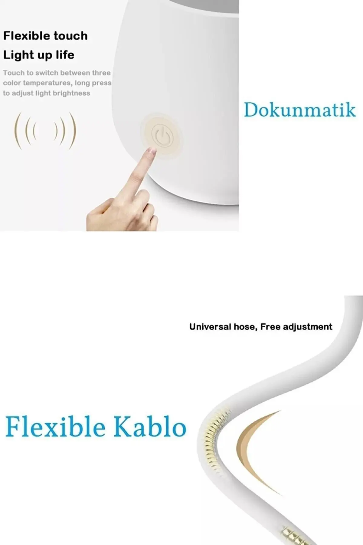 3 Renk Şarjlı 24 Led Çalışma Okuma Işığı Kademeli Masa Lambası Ayarlanabilir Renk Tonu Ve Parlaklık