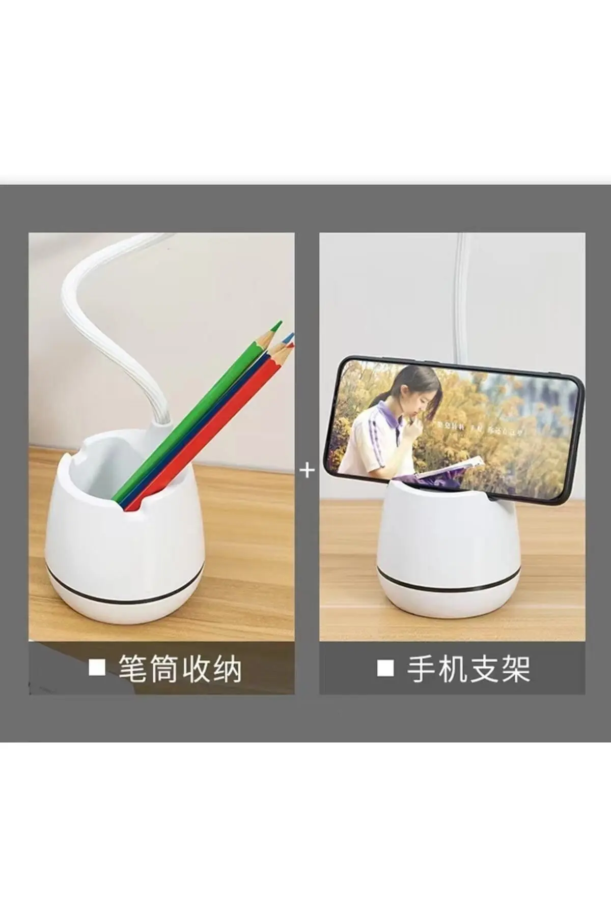 3 Renk Şarjlı 24 Led Çalışma Okuma Işığı Kademeli Masa Lambası Ayarlanabilir Renk Tonu Ve Parlaklık