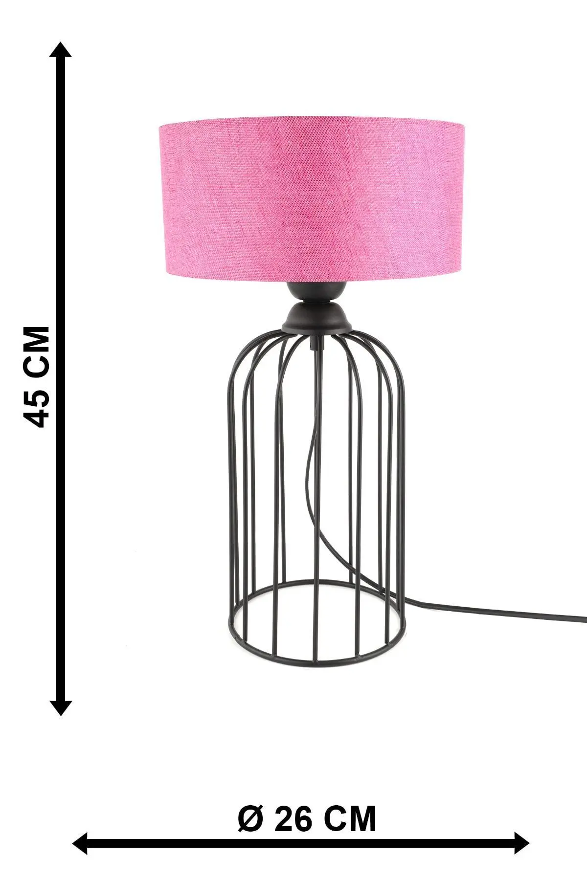 Tema Masa Lambası Siyah Pembe Şapka