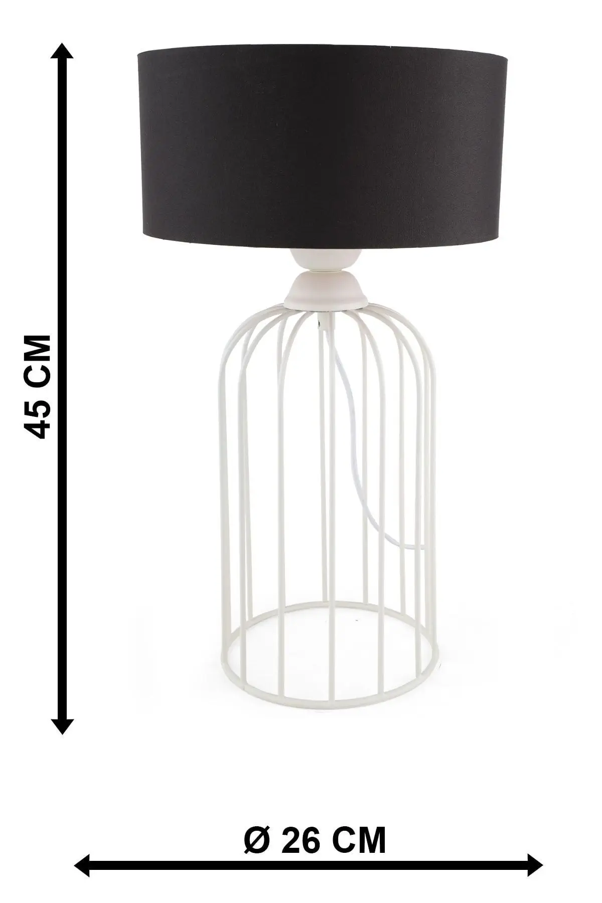 Tema Masa Lambası Beyaz Siyah Şapka