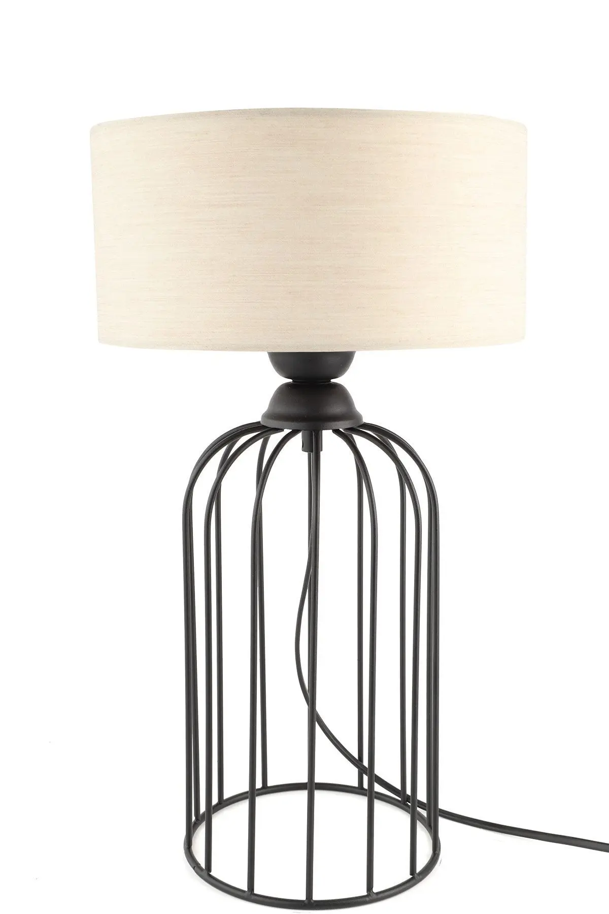 Tema Masa Lambası Siyah Bej Şapka