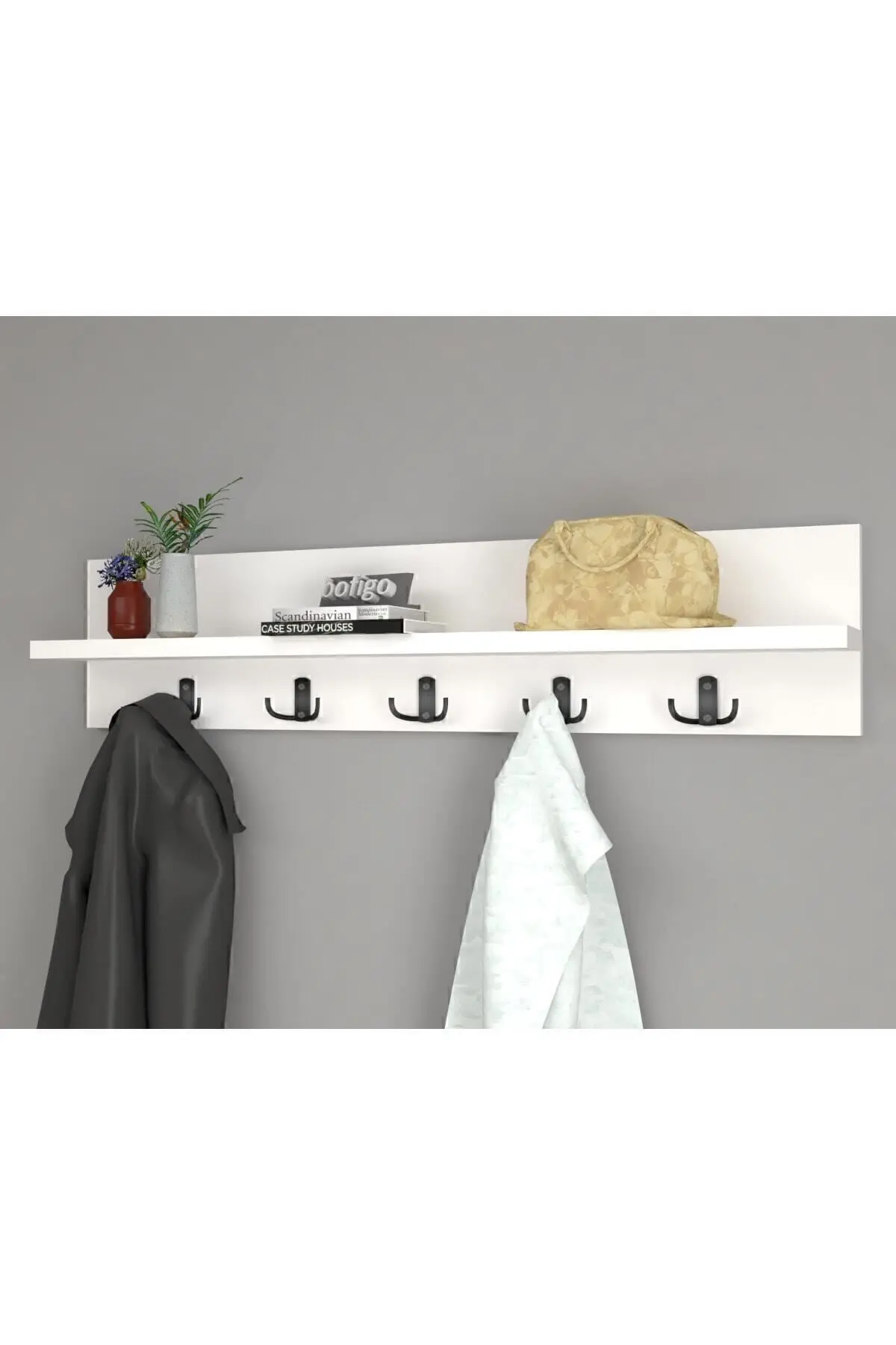 Portmanto Duvar Askılığı Elbise Askılığı Beyaz 80 Cm