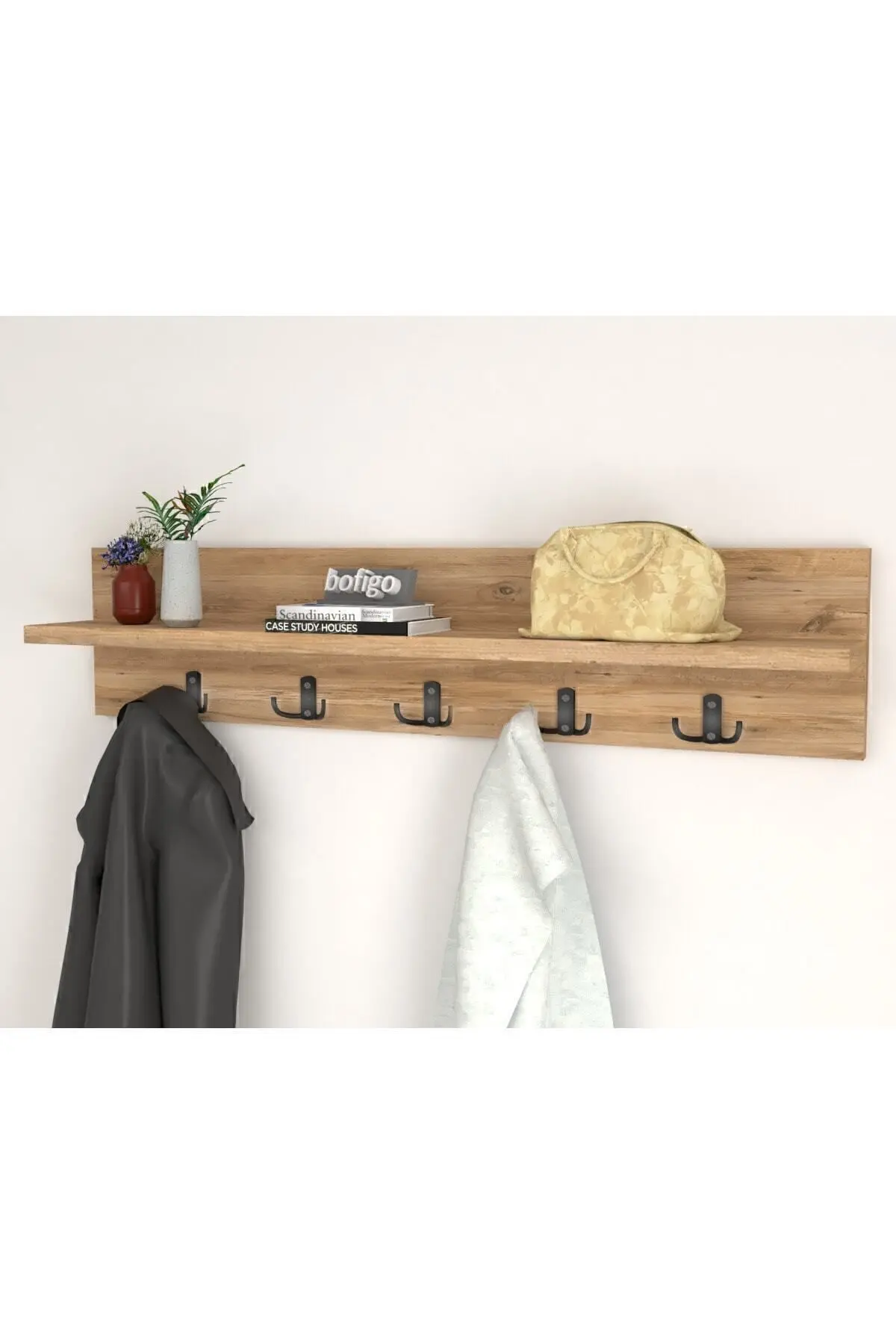 Portmanto Duvar Askılığı Elbise Askılığı Çam 80 Cm