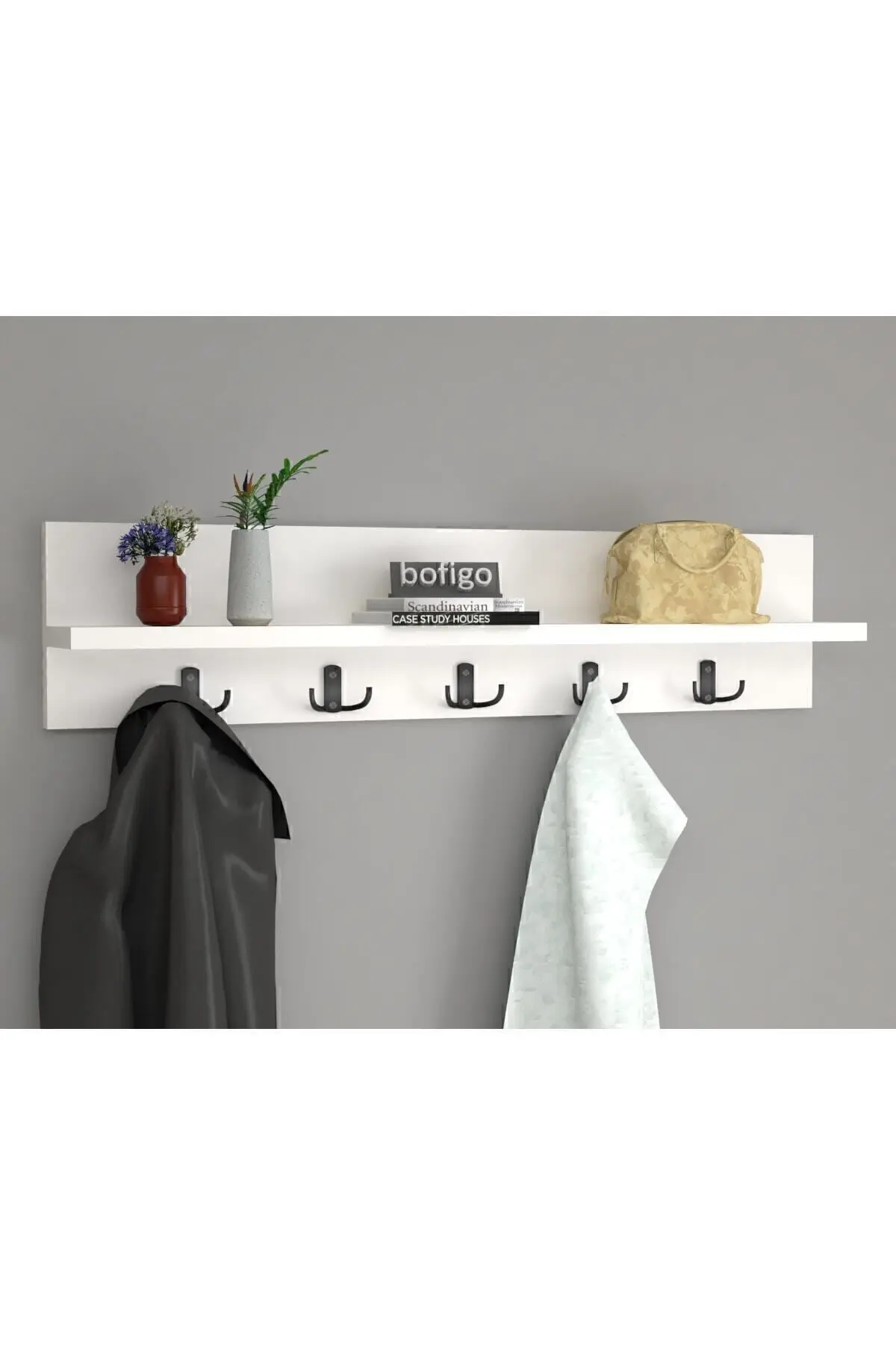 Portmanto Duvar Askılığı Elbise Askılığı Beyaz 80 Cm
