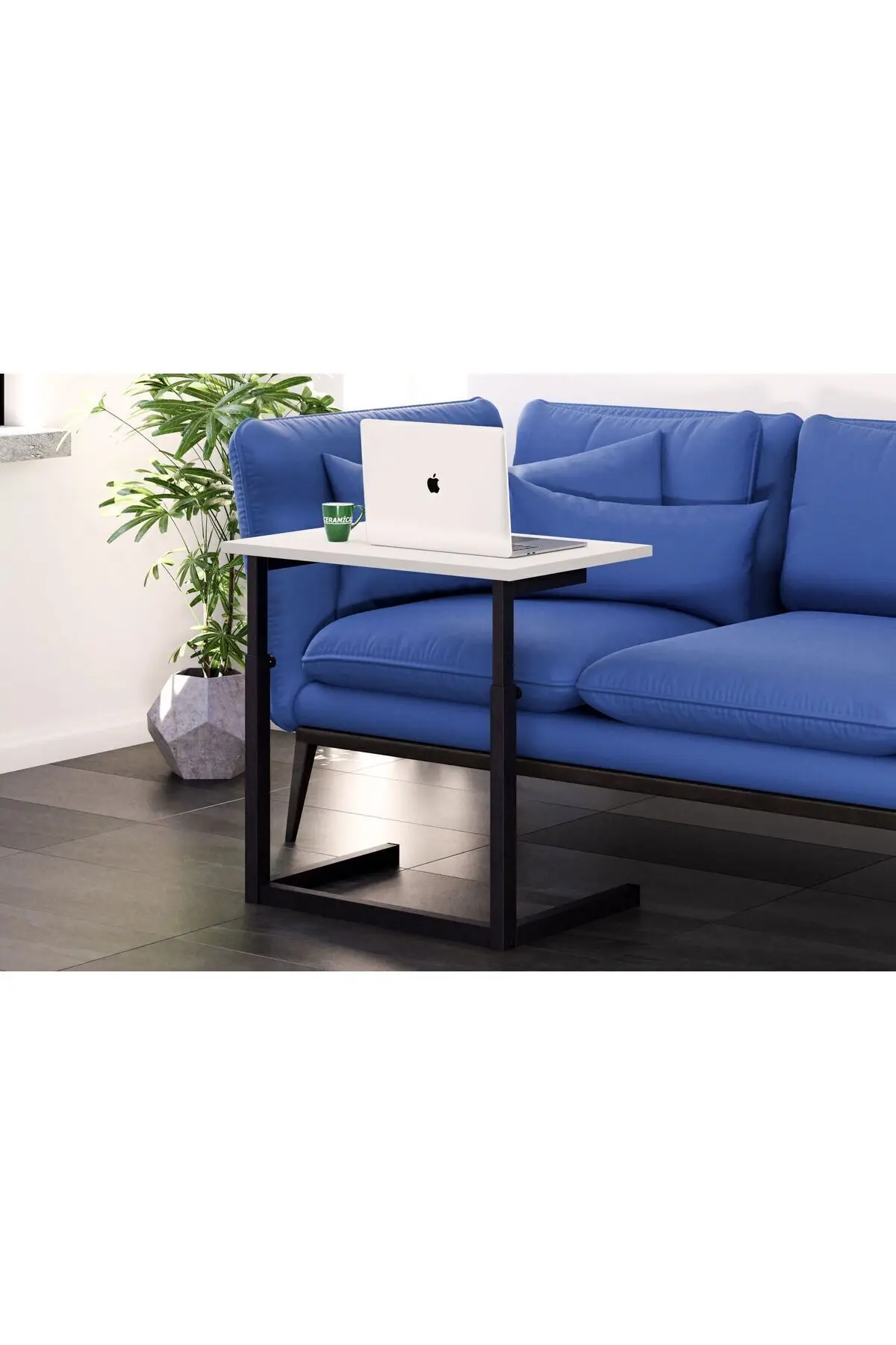 Ceramical Spa Yükseklik Ayarlı Laptop Sehpası, C Sehpa, Beyaz