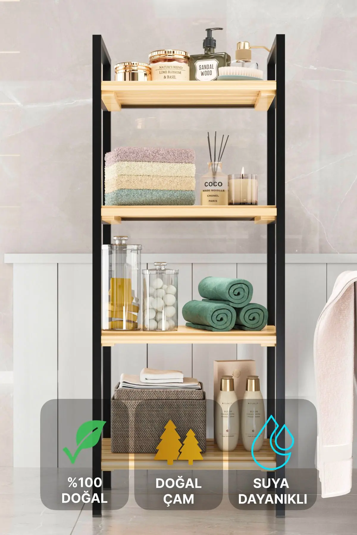 Banyo Düzenleyici Mutfak Rafı Banyo Dolabı Çok Amaçlı Dolap 4 Katlı Metal Mutfak Düzenleyici