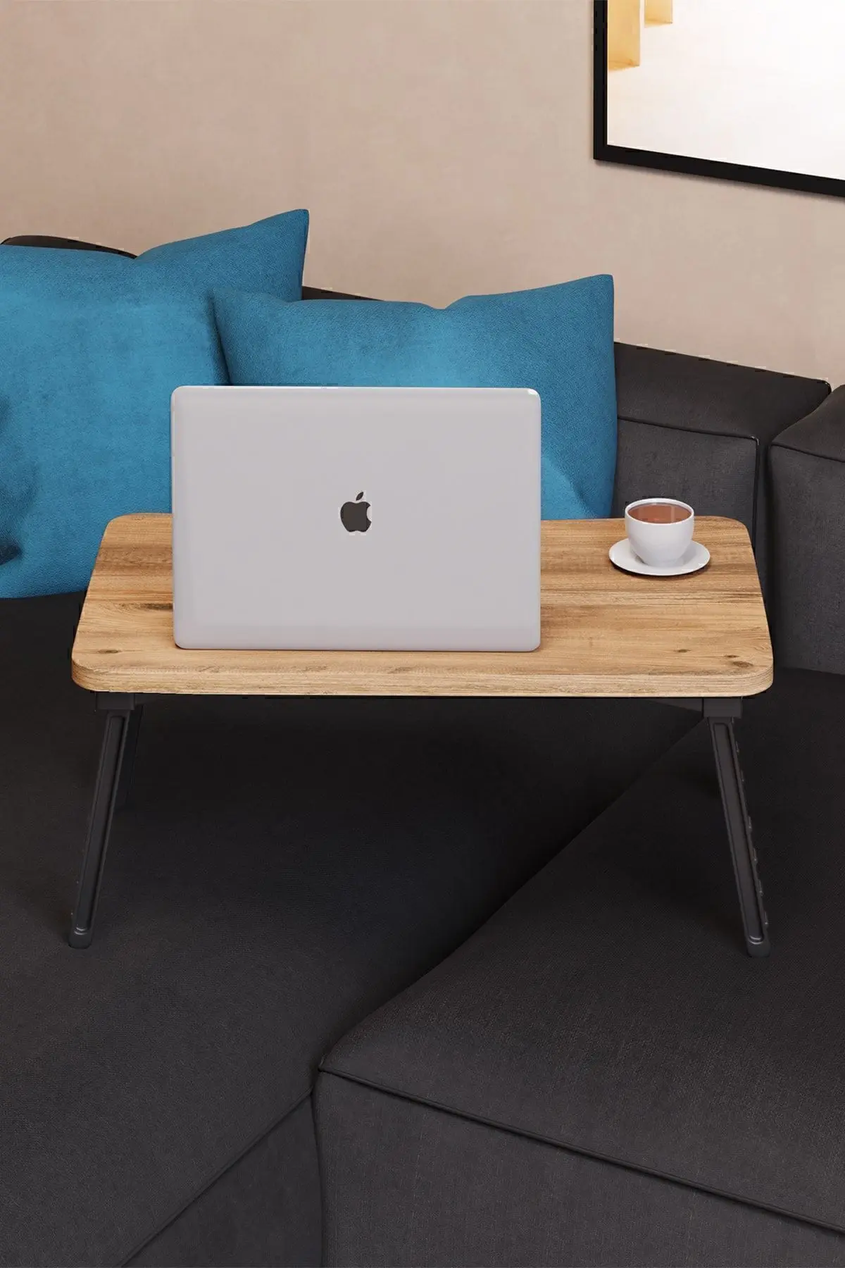 Renkli Laptop Sehpası Katlanabilir Yatak Koltuk Üstü Kahvaltı Bilgisayar Sehpası - Atlantik Çam