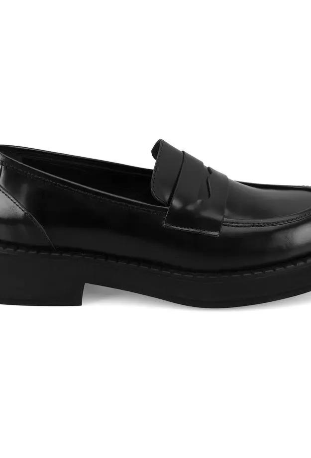 Kadın Siyah Deri Loafer