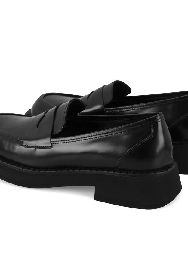 Kadın Siyah Deri Loafer