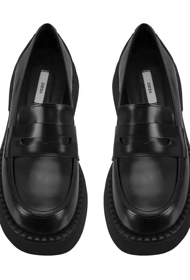 Kadın Siyah Deri Loafer